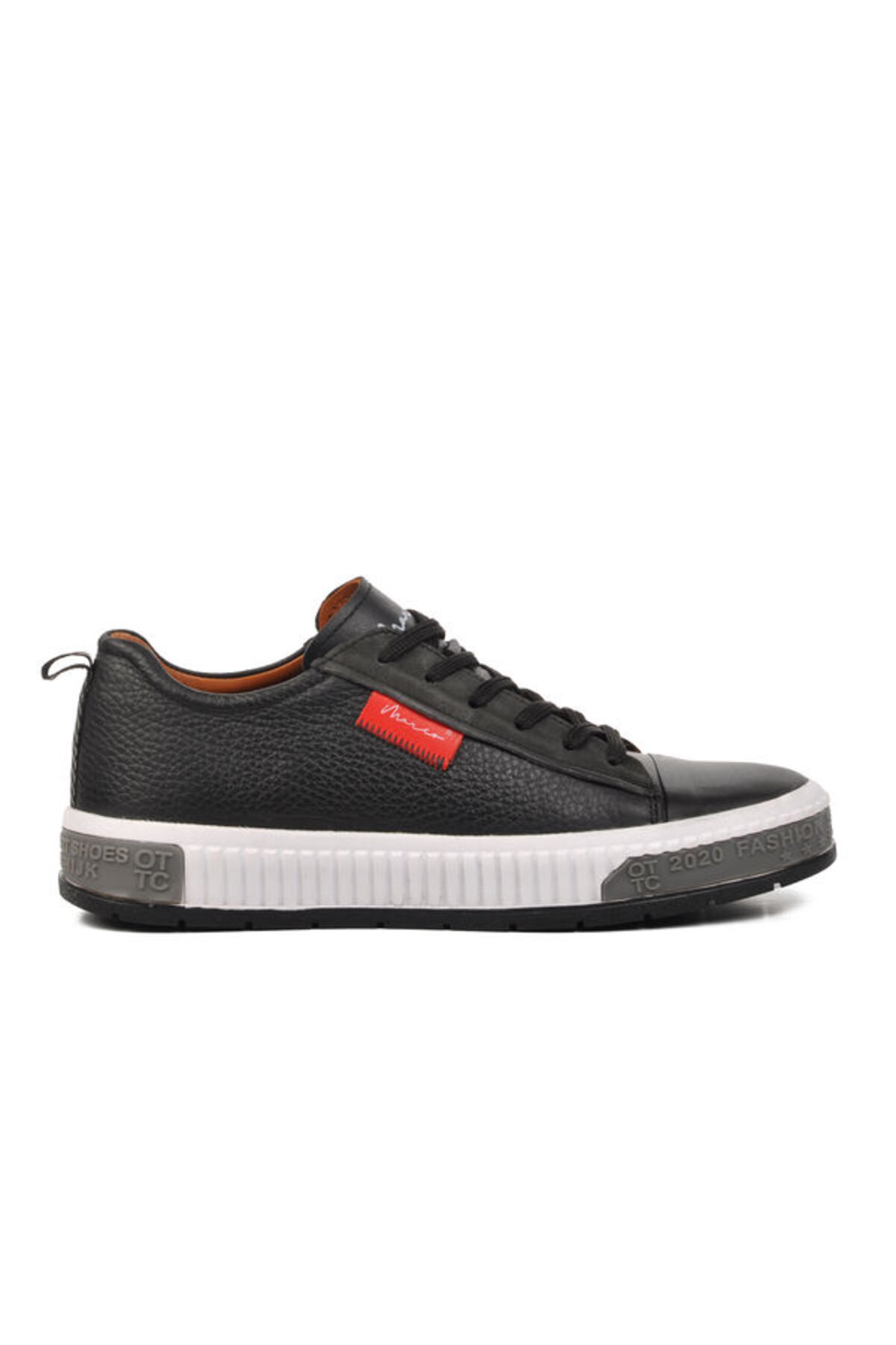 MARCOMEN 152-15076 Siyah-Beyaz Hakiki Deri Erkek Sneaker