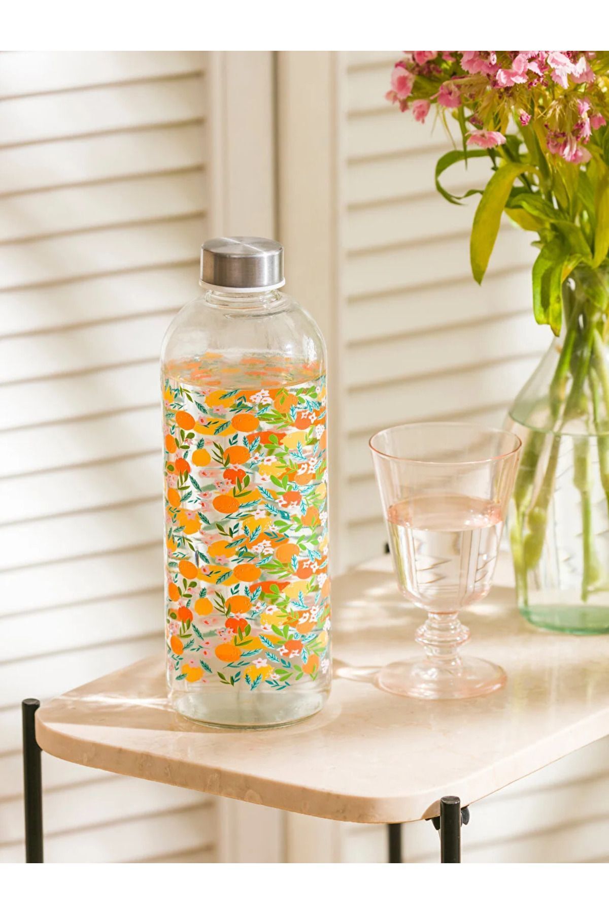 LC Waikiki LCW HOME Çiçek Baskılı Cam Şişe 650 Ml