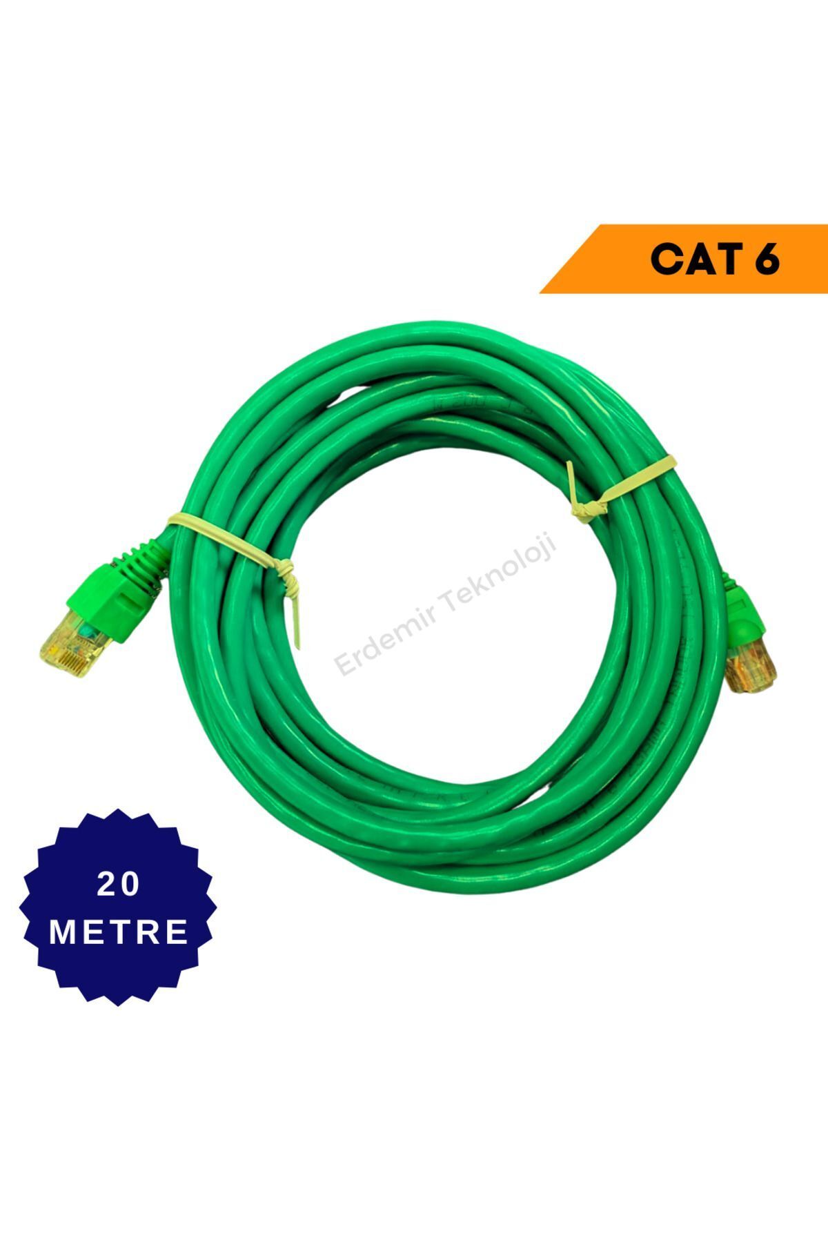ERD TEKNOLOJİ Cat 6 20 Metre Patch Network Internet Kablosu Yeşil 20 Metre