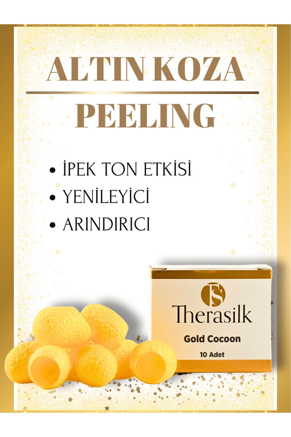 Therasilk Doğal Altın Koza Peeling 1 Kutu | Ipek Ton Etkisi Yenileyici Arındırıcı (İÇERİSİNDE 10 ADET VARDIR)