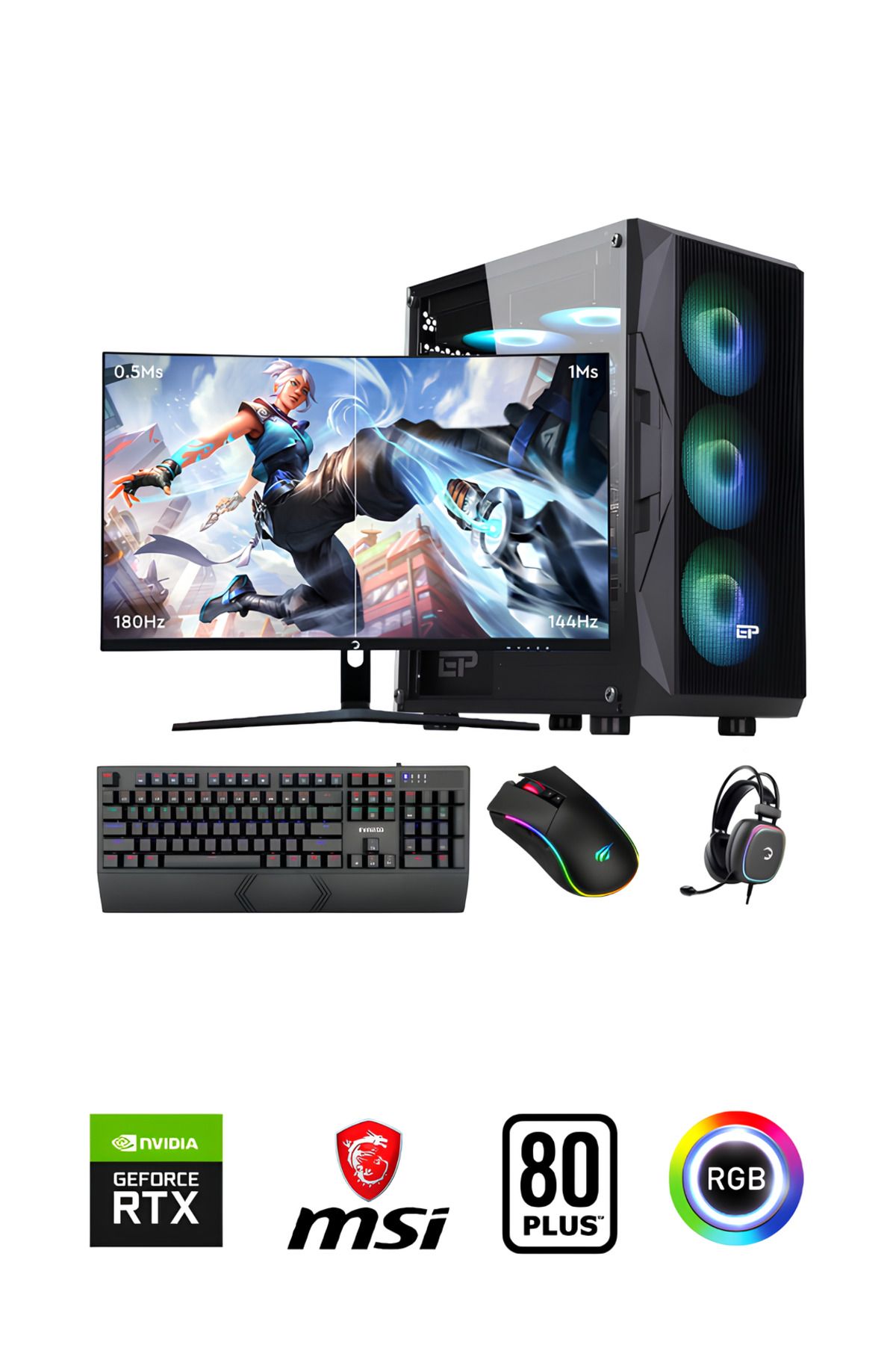 Güneysu Gaming Ggwp-17 Ryzen 5 3600 16GB Ddr4 500 GB M.2 SSD Rtx 3060 12gb 27" 180hz mönitör Oyuncu Bilgisayarı