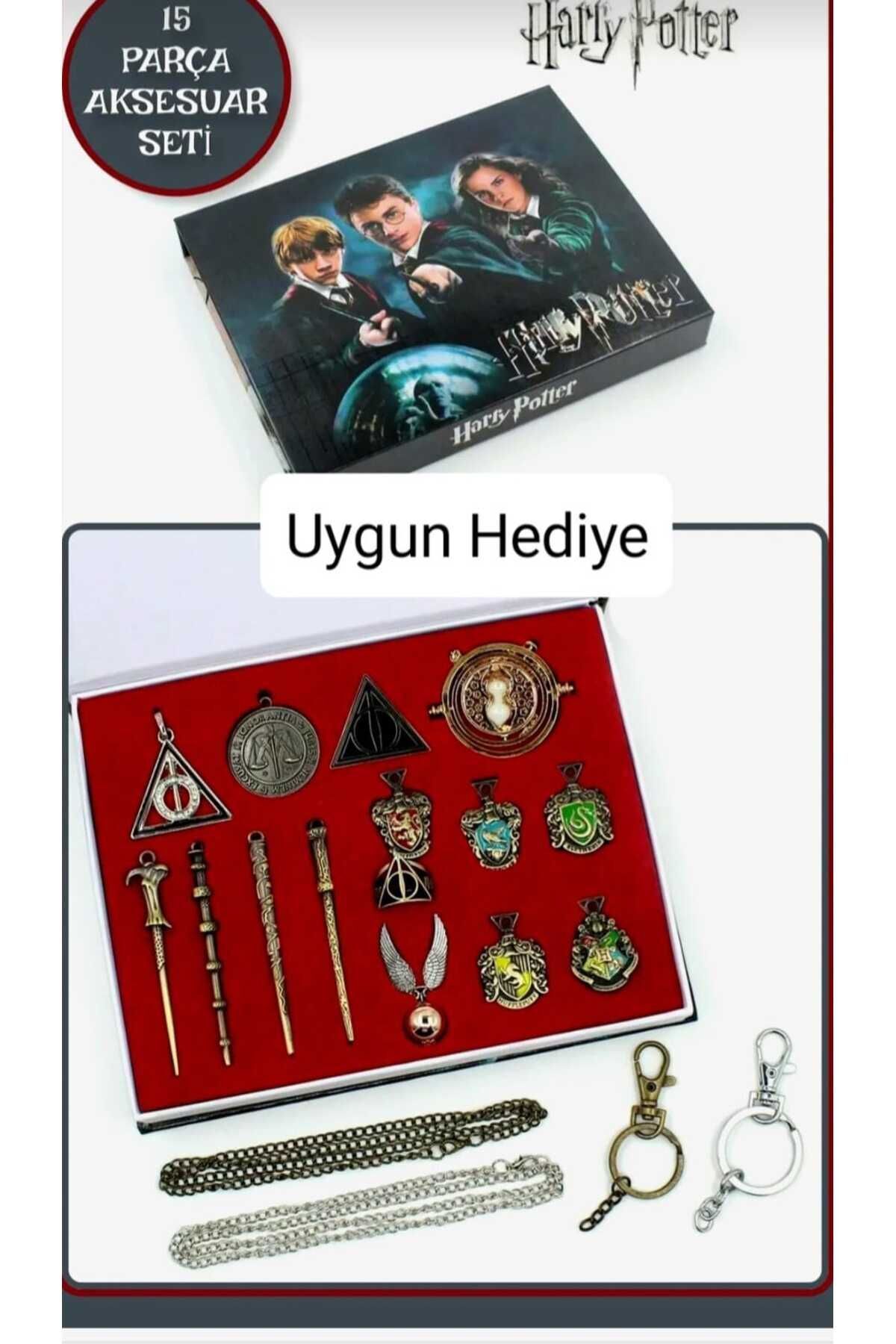 seyuse Harry Potter Figürlü Özel Kutulu Metal Çok Çeşitli Anahtarlık Yüzük Asa Aksesuar Seti