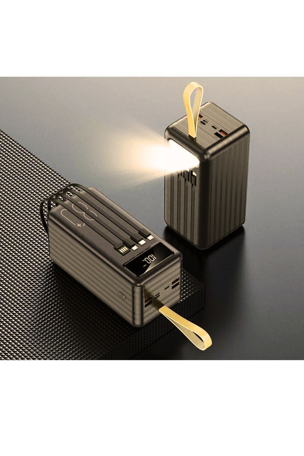 Wintoup 80.000 mAh Kamp Işıklı Çoklu Kablolu 4x USB 1x Type-C 1x Micro 1x Lightning Çıkışlı Power bank