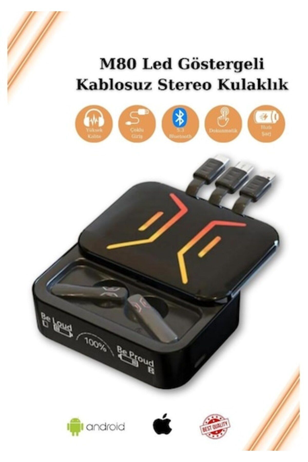 Kaanthec SAMSUNG Bütün Modellere Uyumlu M80 Powerbank ve Anc özellikli bluetooth kulaklık