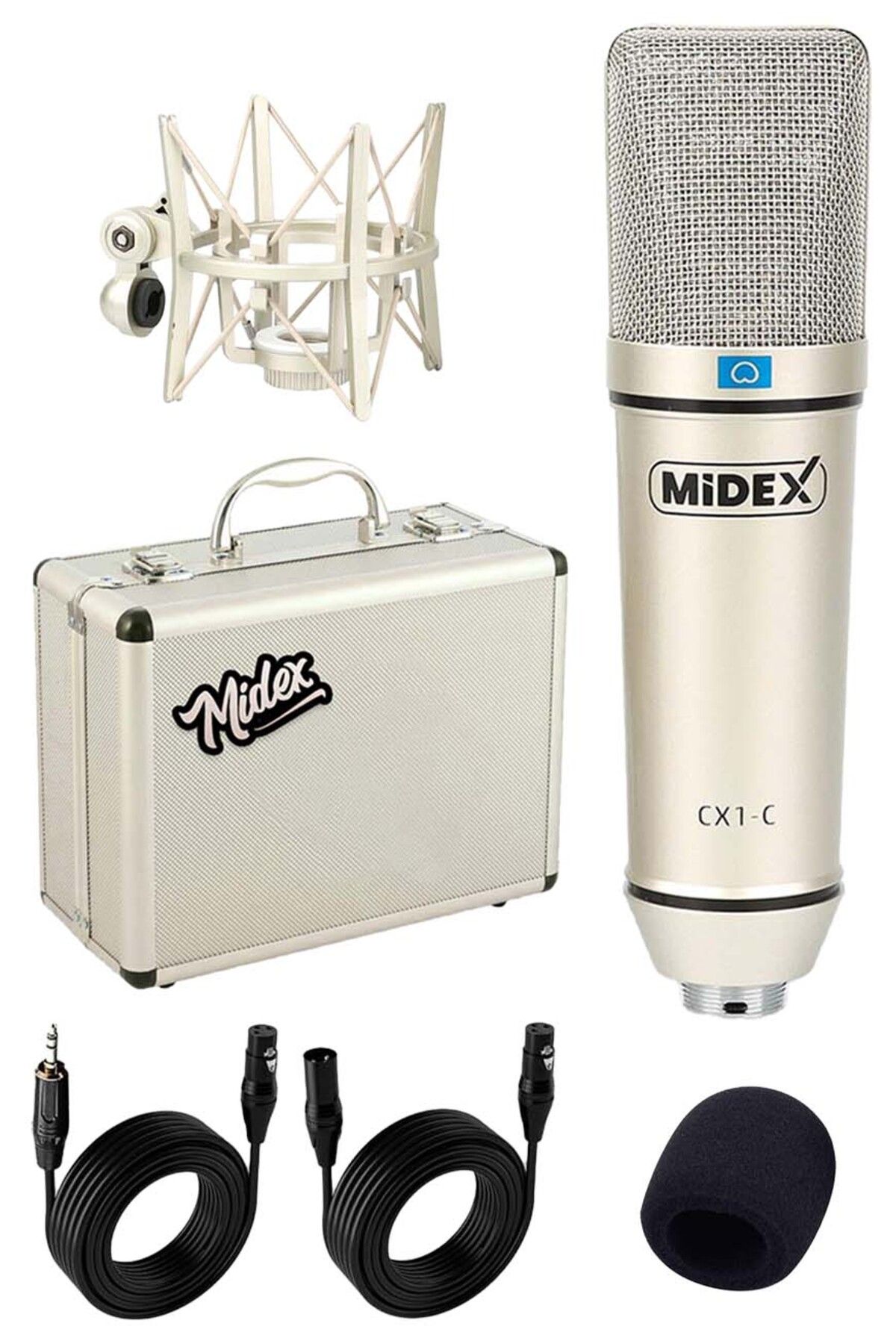 Midex Cx1 Profesyonel Condenser Stüdyo Ses Kayıt Mikrofon Seti Hardcase Ile Full Set