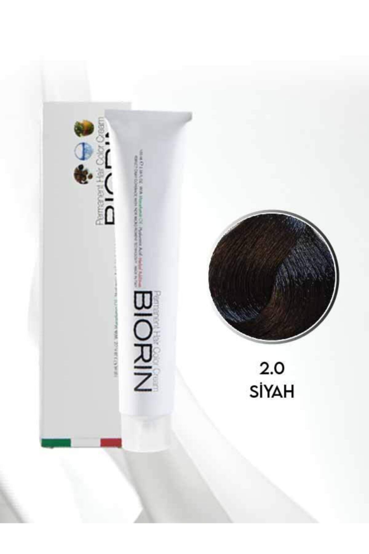 Biorin Permanent Hair Color Cream 100 ml No: 2.0 Siyah