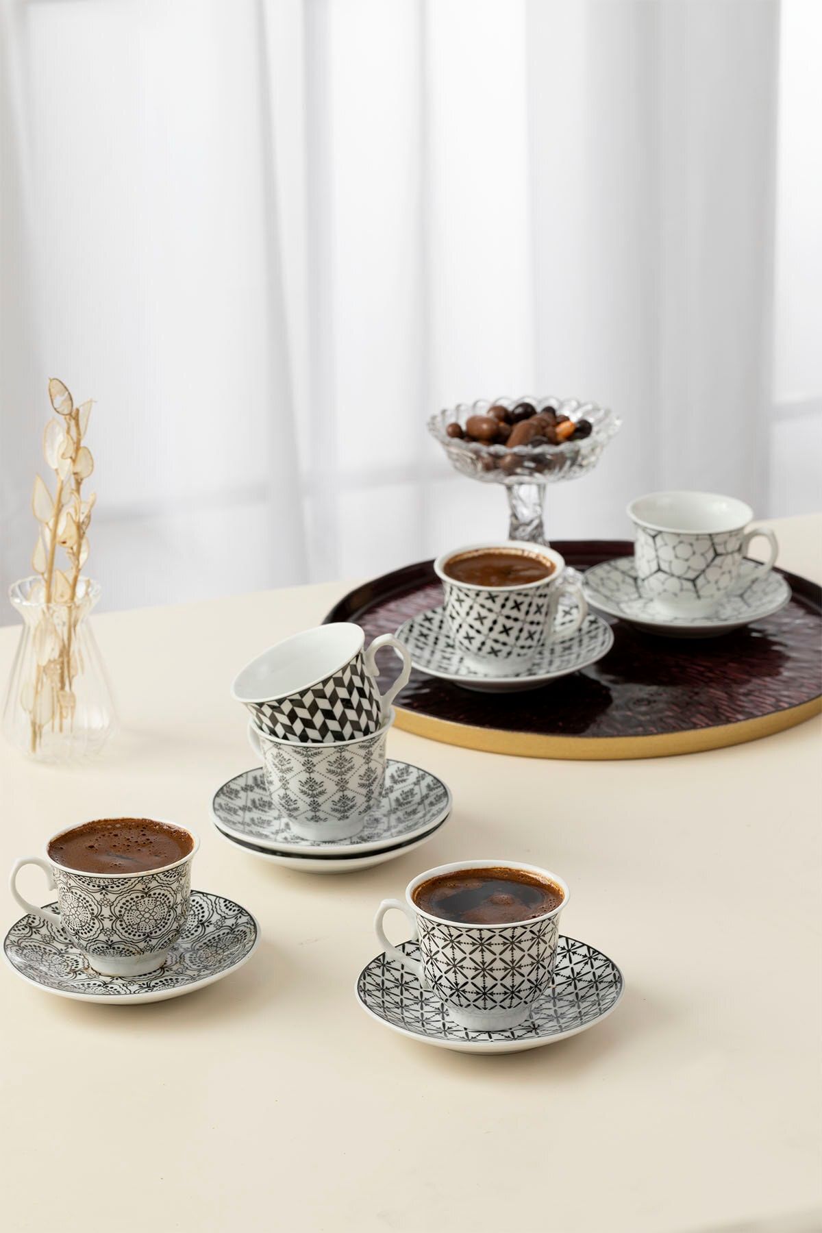 English Home Carey Porselen 6�lı Kahve Fincan Takımı 90 ml Siyah Fiyatı