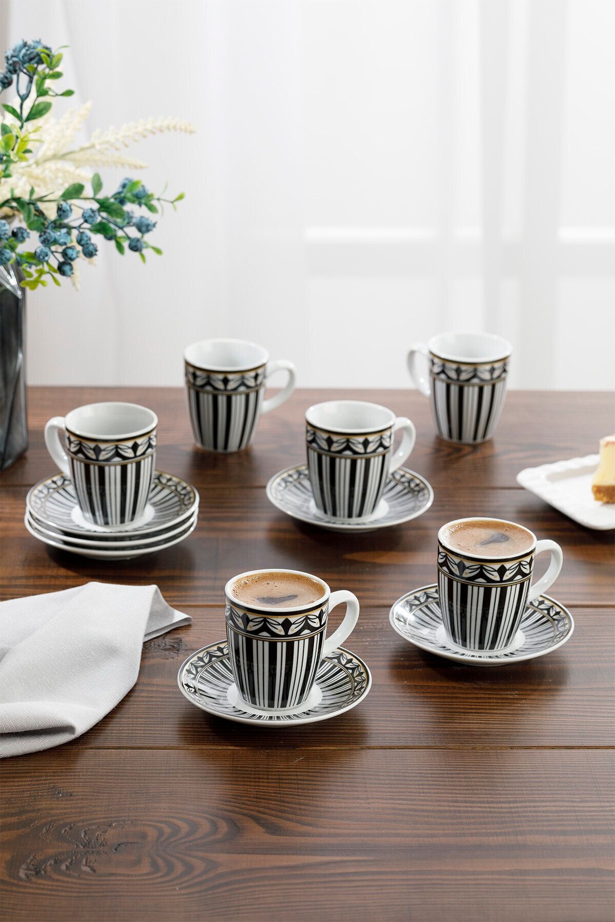English Home Eldora Porselen 6�lı Kahve Fincan Takımı 100 ml Siyah