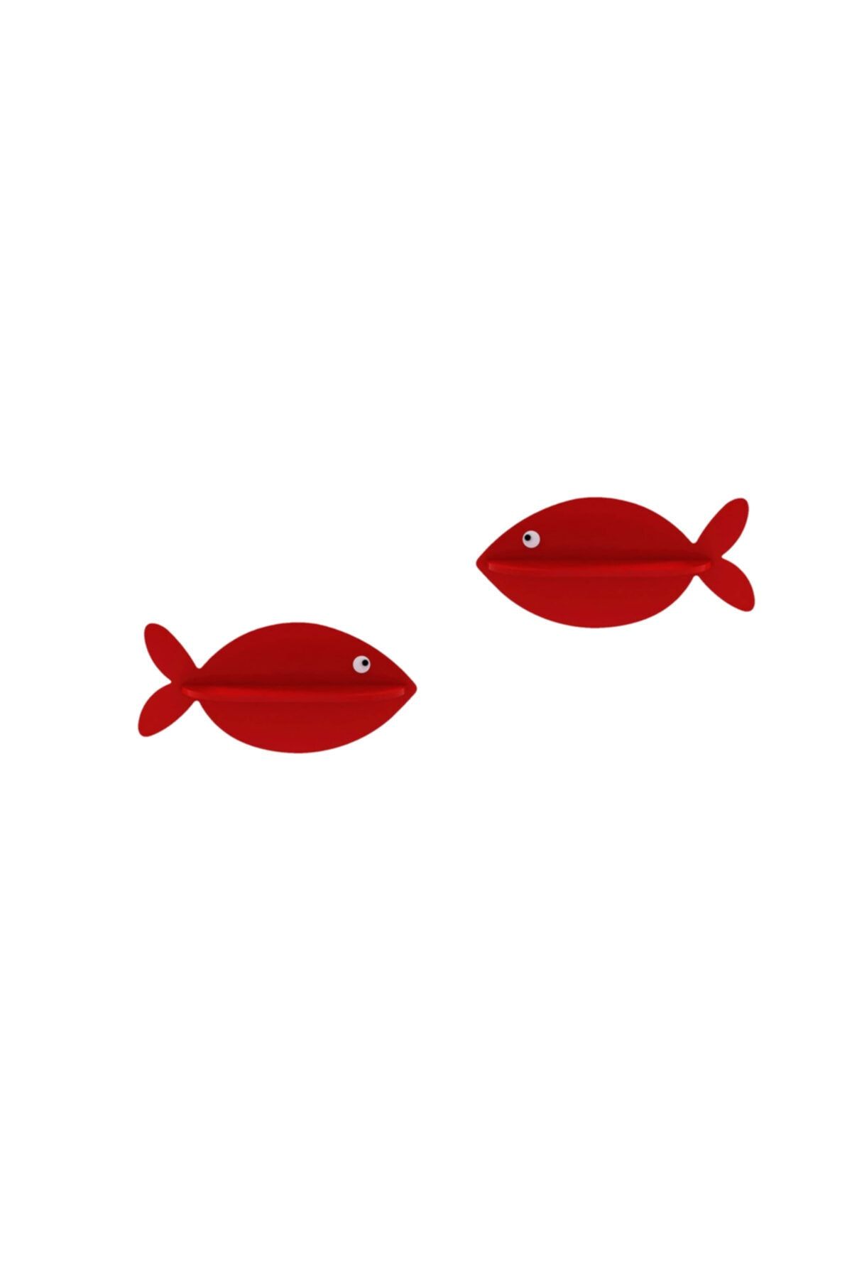 BugyBagy Kırmızı Balık Raf Çocuk Odası Rafı Dekoratif Kırmızı Balık Dekor Bebek Odası Dekorasyon 2 Adet