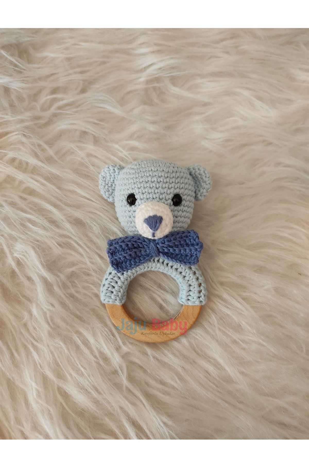 Jaju Baby Amigurumi Ayıcık Diş Kaşıyıcılı Çıngırak 14 Cm