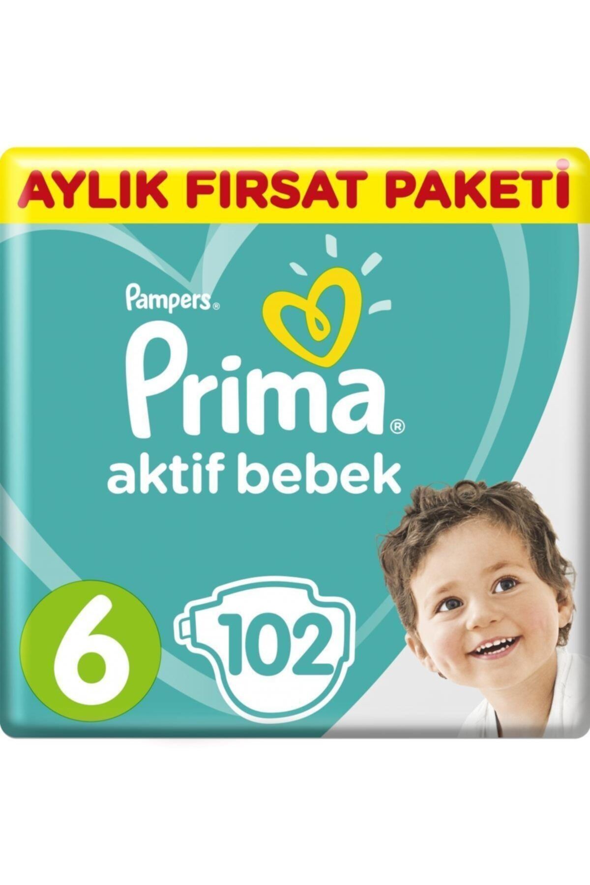 Alya Baby Kids Prima Bebek Bezi Aktif Bebek 6 Beden Aylık Fırsat Paketi 102 Adet