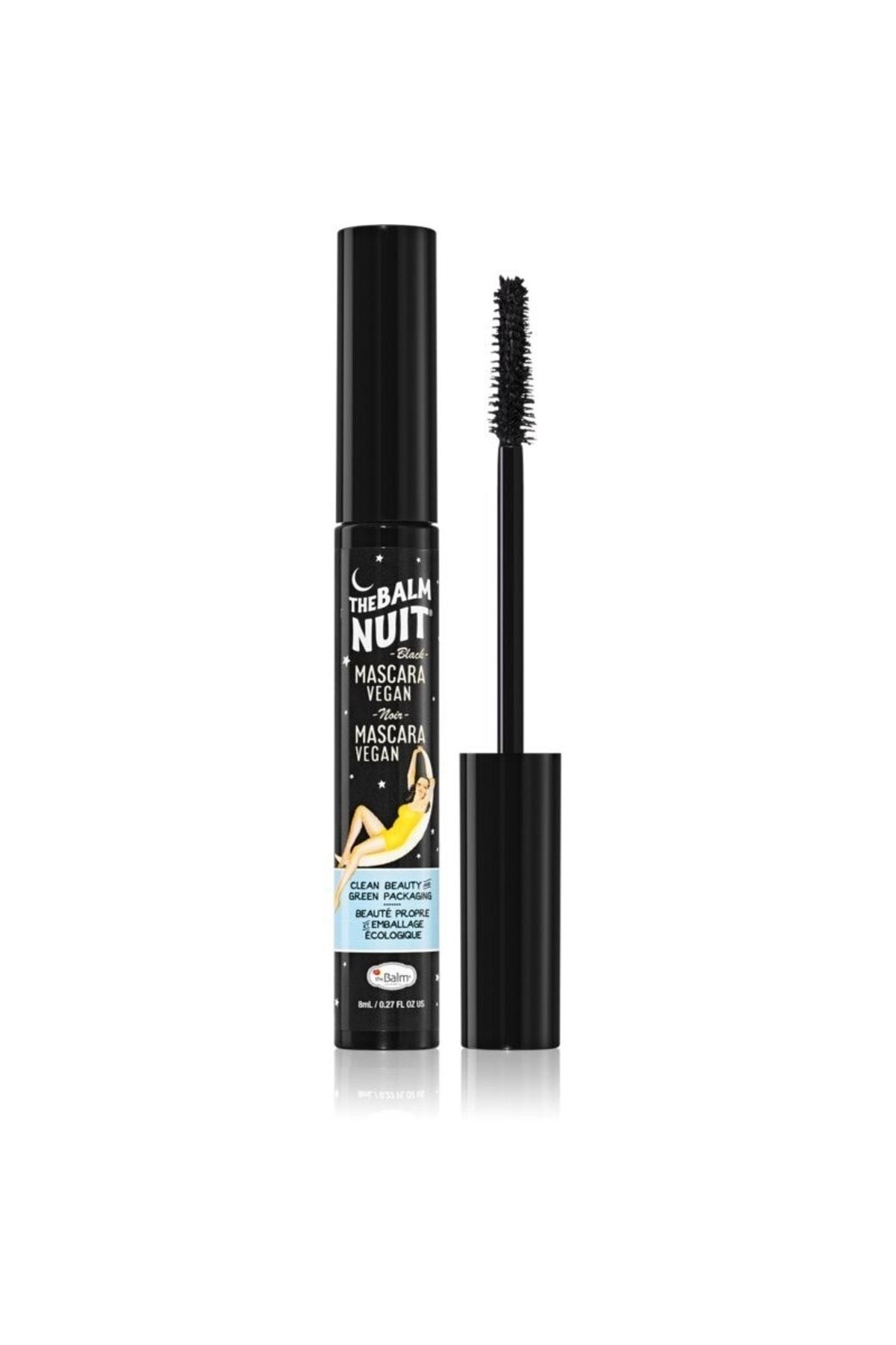 the balm Nuit Clean & Green Maskara Konik Fiber Fırça, Uzun Süre Kalıcı Rimel Vegan Ipeksi
