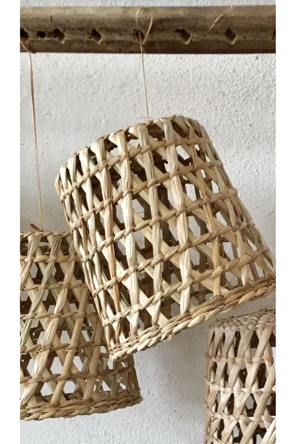 AFRALYAHOME Hasır Bohem Avize, Rustik Avize, Jüt Avize, Doğal Avize, Tavan Aydınlatması Rattan 30cm (Duy Dahil )