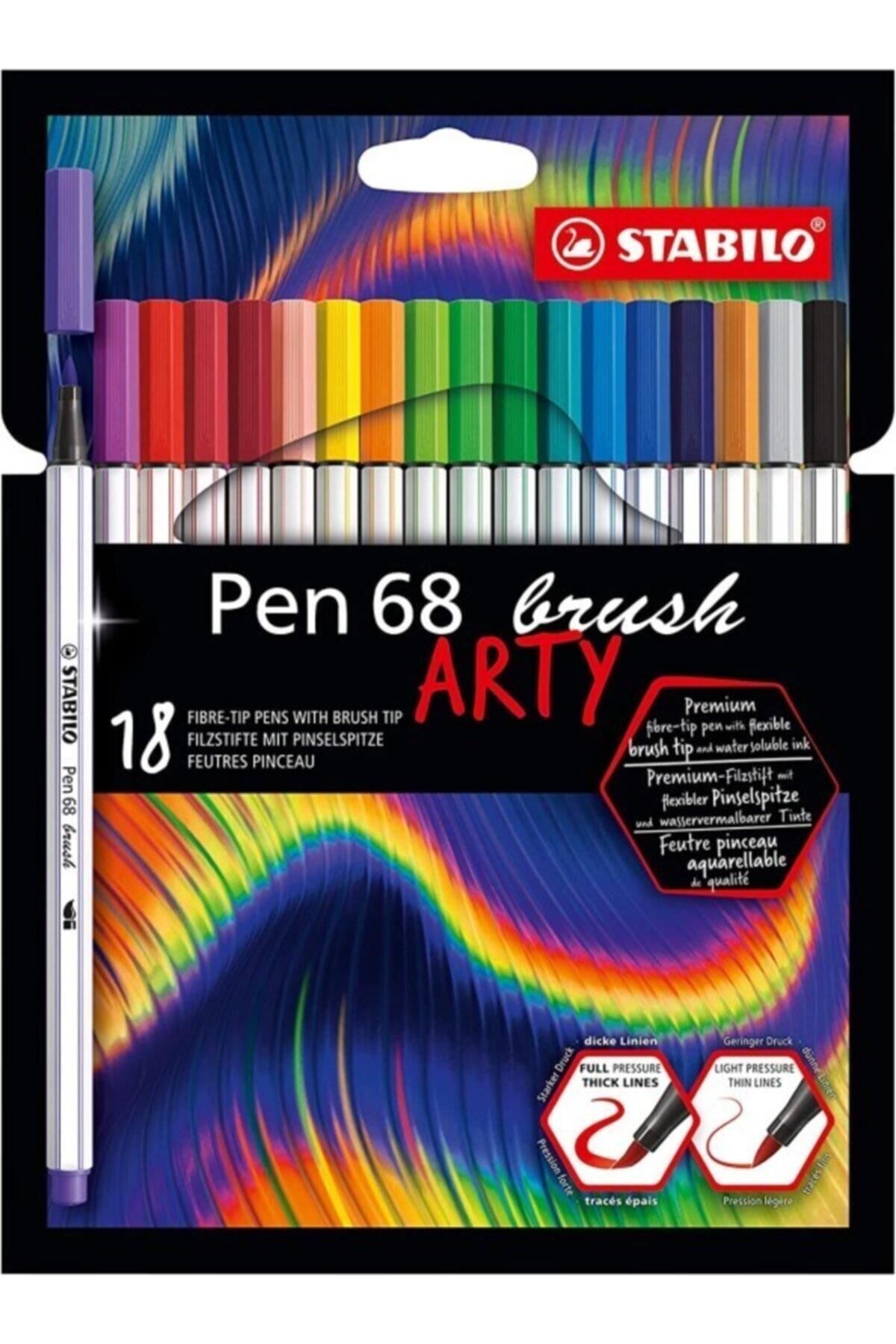 Stabilo Pen 68 Brush Arty Fırça Uçlu Keçeli Kalem Seti 18'li