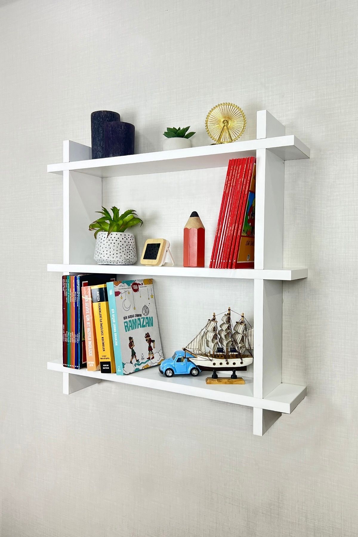 Milonsa Duvar Rafı Kitaplık Duvara Monte Kitap Rafı Modern Dekoratif Pratik Şık Raf Ev Dekorasyonu