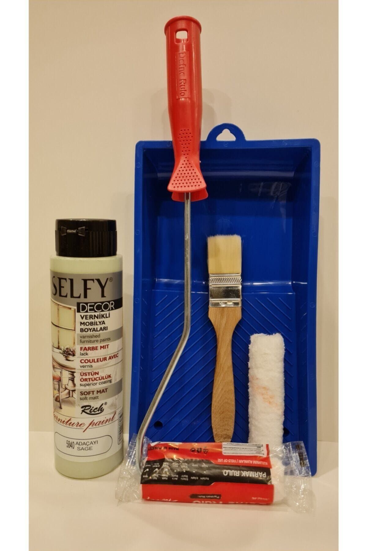 Rich Selfy Decor 500 Cc (750 Gr) Adaçayı Yeşili Kendinden Vernikli Dolap Boyama Seti