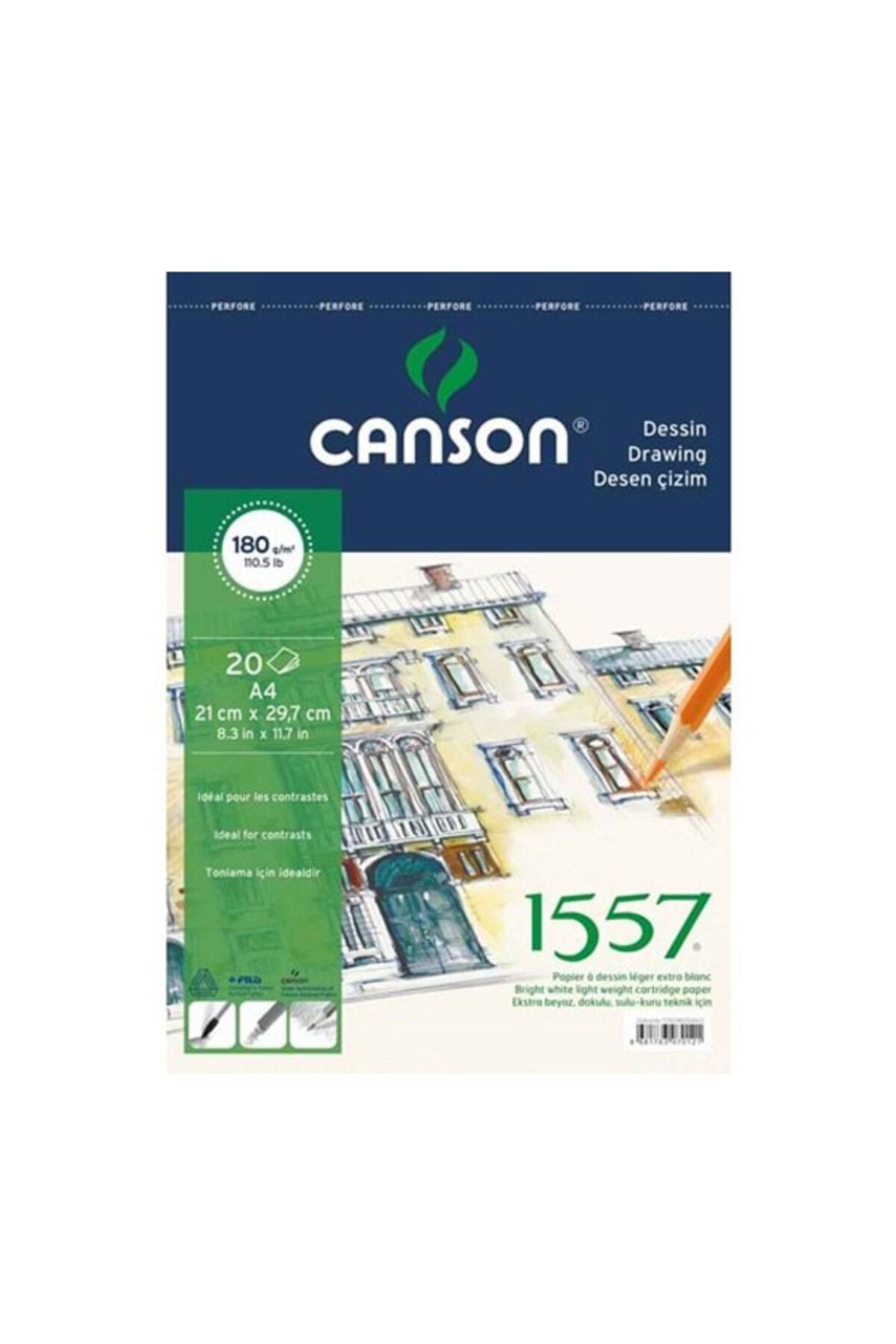 Canson 1557 Resim Ve Çizim Blok Defteri A4 180 gr 20 Yaprak