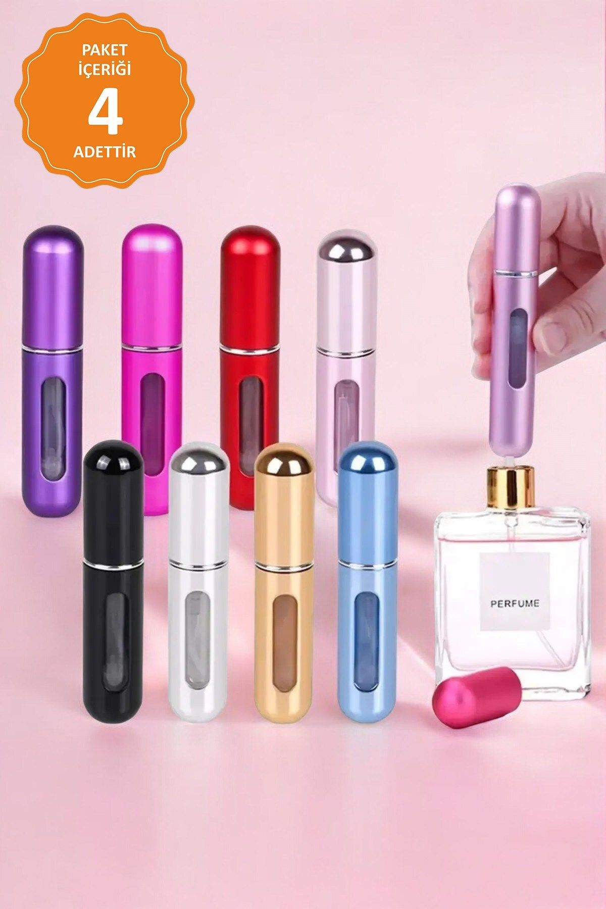 Yaprak Hediyelik Parfüm Şişesinden Doldurulabilir Çanta Içi Mini Cep Parfüm Şişesi 5 ml 4 lü paket