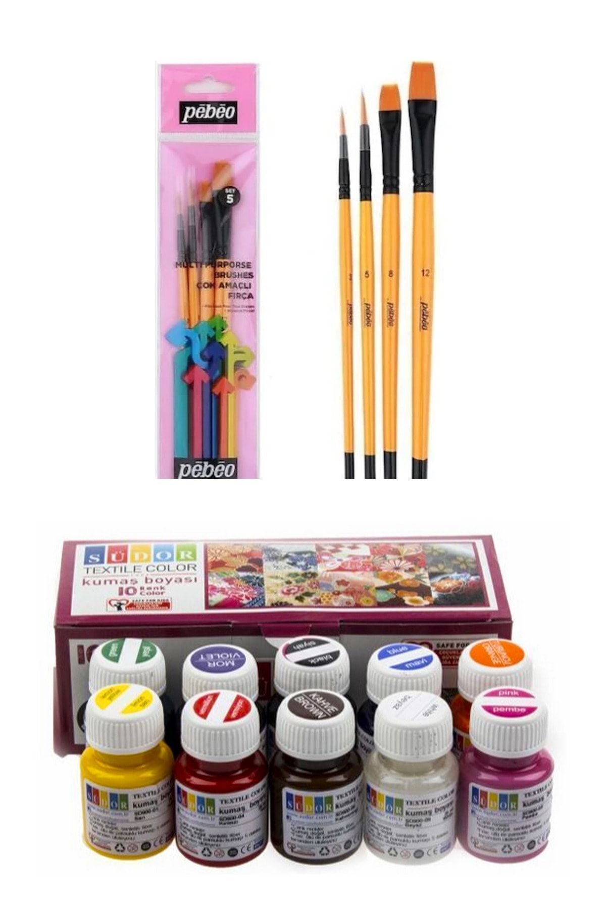 Südor Kumaş Boyama Seti 10 X 25 ml. Pebeo Fırça (set 5)