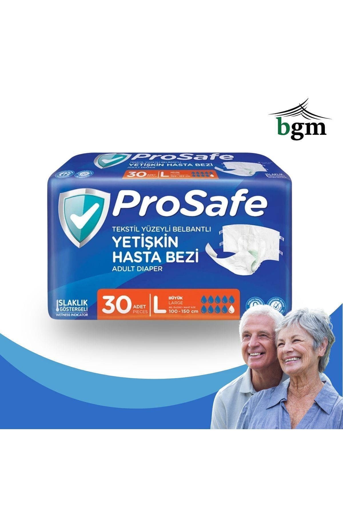 BGM Prosafe Hasta Bezi Bel Bantlı Yetişkin Hasta Bezi – L Beden -30 Adet (1 PAKET)