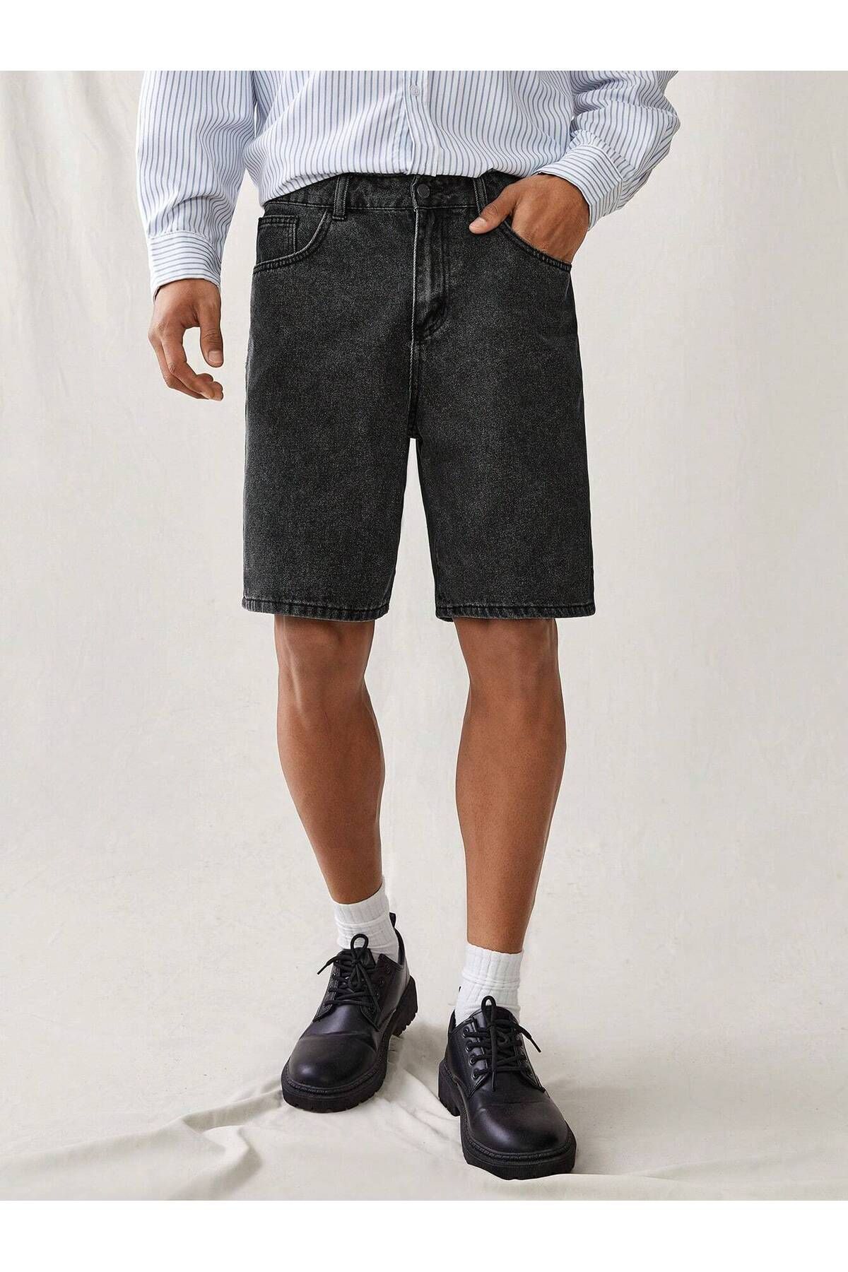 Cuqq Denim Regular Fit Antrasit Erkek Şort