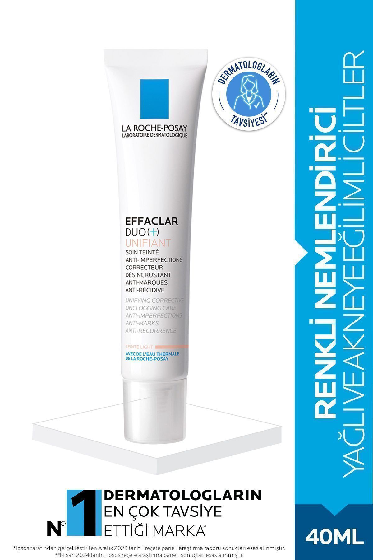 La Roche Posay Effaclar Duo Unifiant Yağlı, Akne /Sivilceye Eğilimli Ciltler İçin Renkli Nemlendirici Açık Ton 40ml