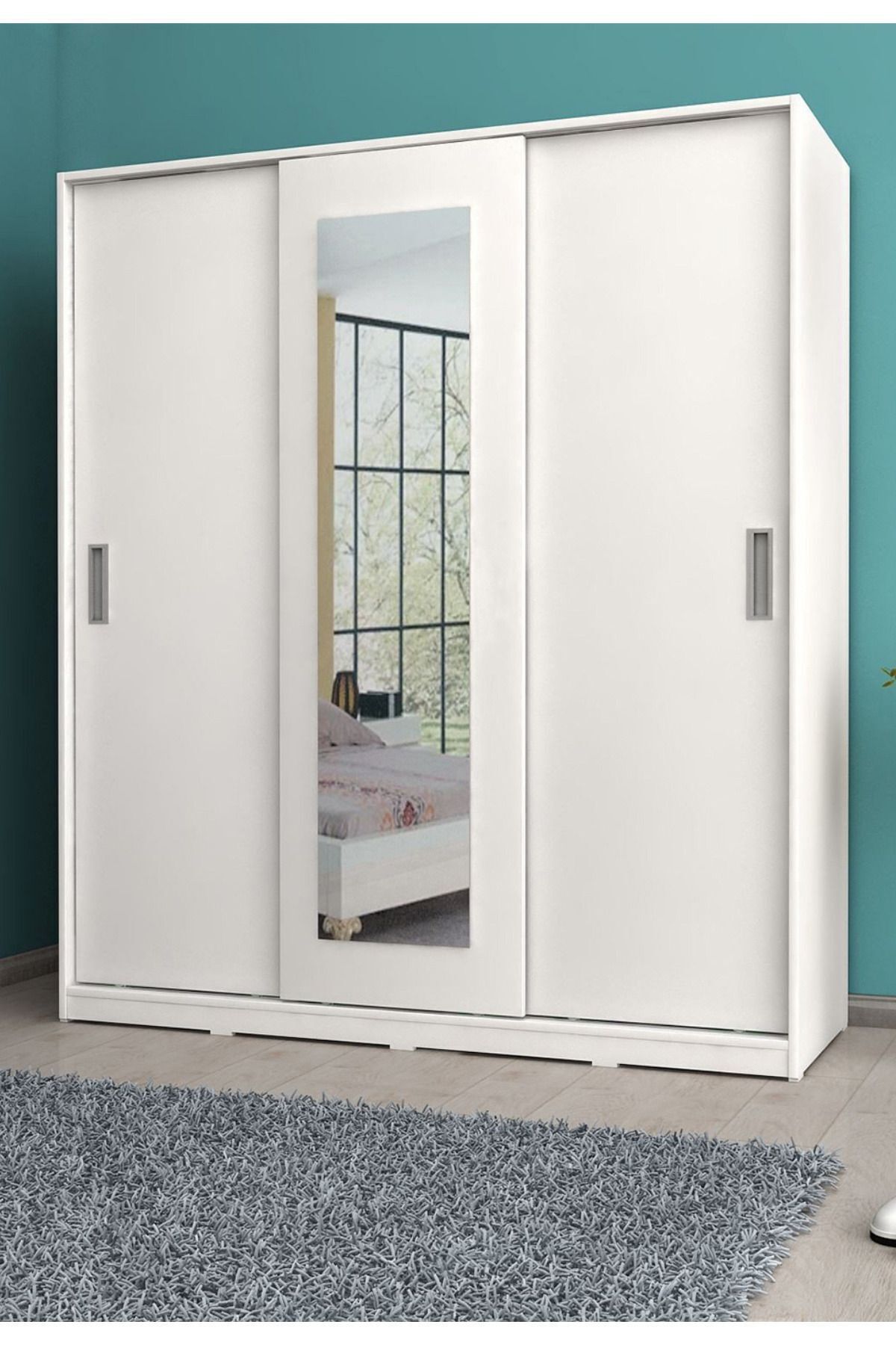 Metalia Sline 3 Kapılı Aynalı Sürgülü Gardrop