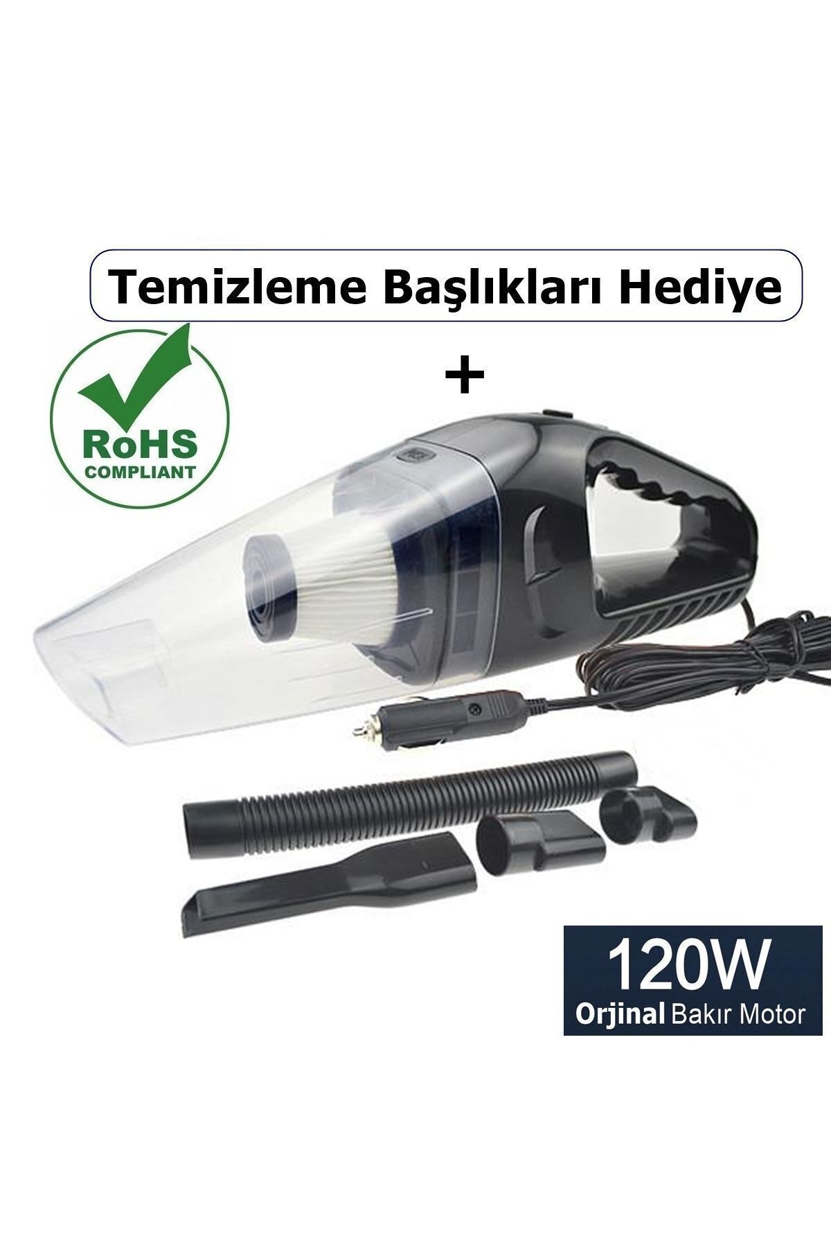 Reidan Araç Oto Süpürgesi 120watt Mini Elde Taşınabilir Islak Kuru 12v Oto Süpürge