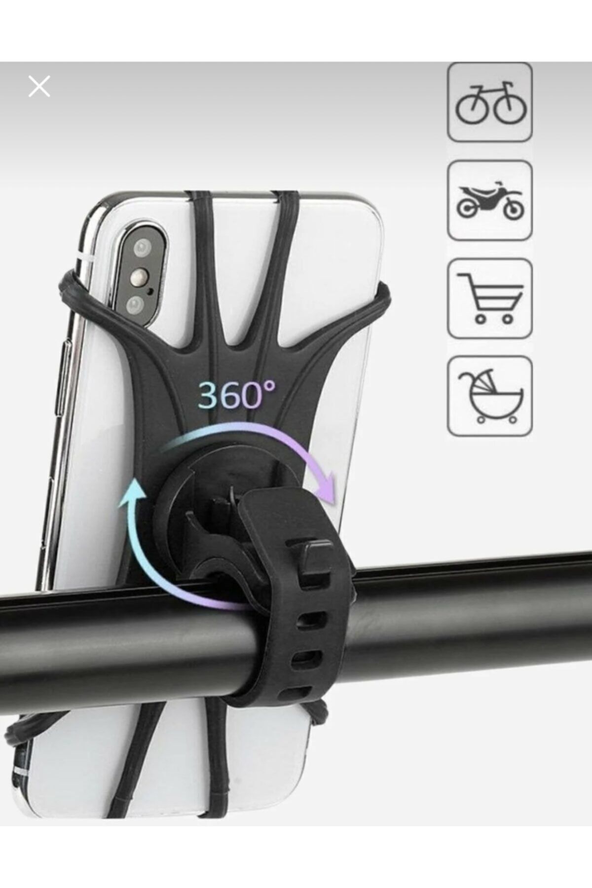 Genel Markalar Universal Bisiklet Motosiklet Çocuk Arabası Silikon 360 Derece Telefon Tutucu Tüm Modellerle Uyumlu