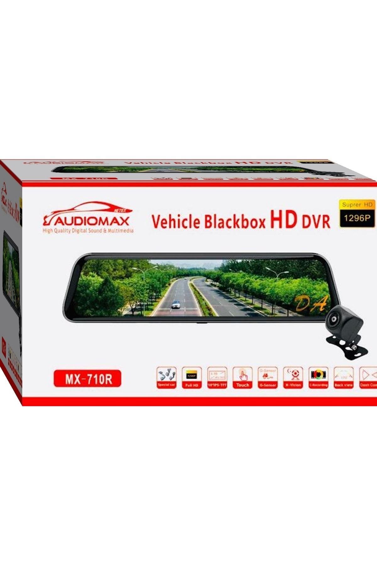 Audiomax Dikiz Aynası Araç Kamerası 10 Ekran (tam Ekran) Super Hd 1296p Ekranlı + Geri Görüş Kamerası Türkçe