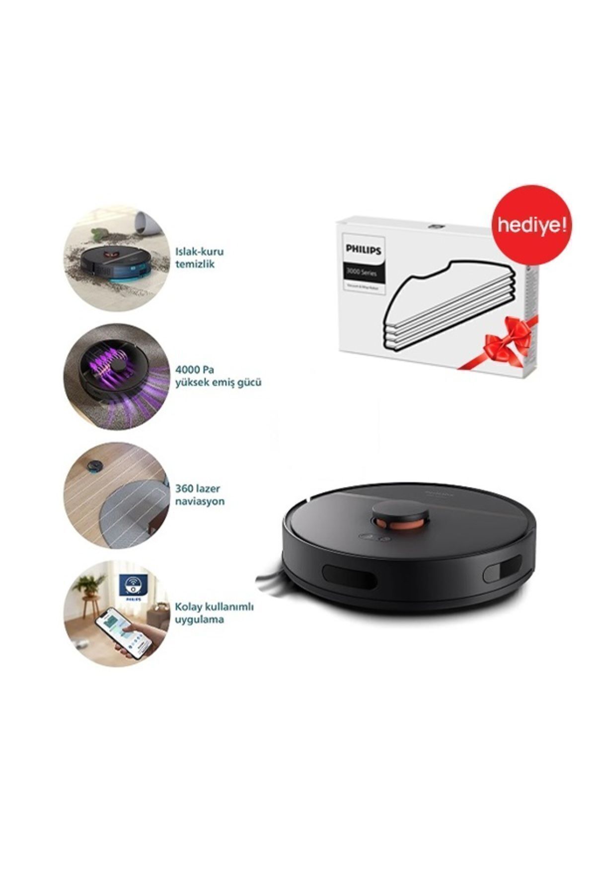 Homerun 3000 Serisi Aqua Islak Ve Kuru Robot Süpürge (4 ADET XV1430/00 MOP)