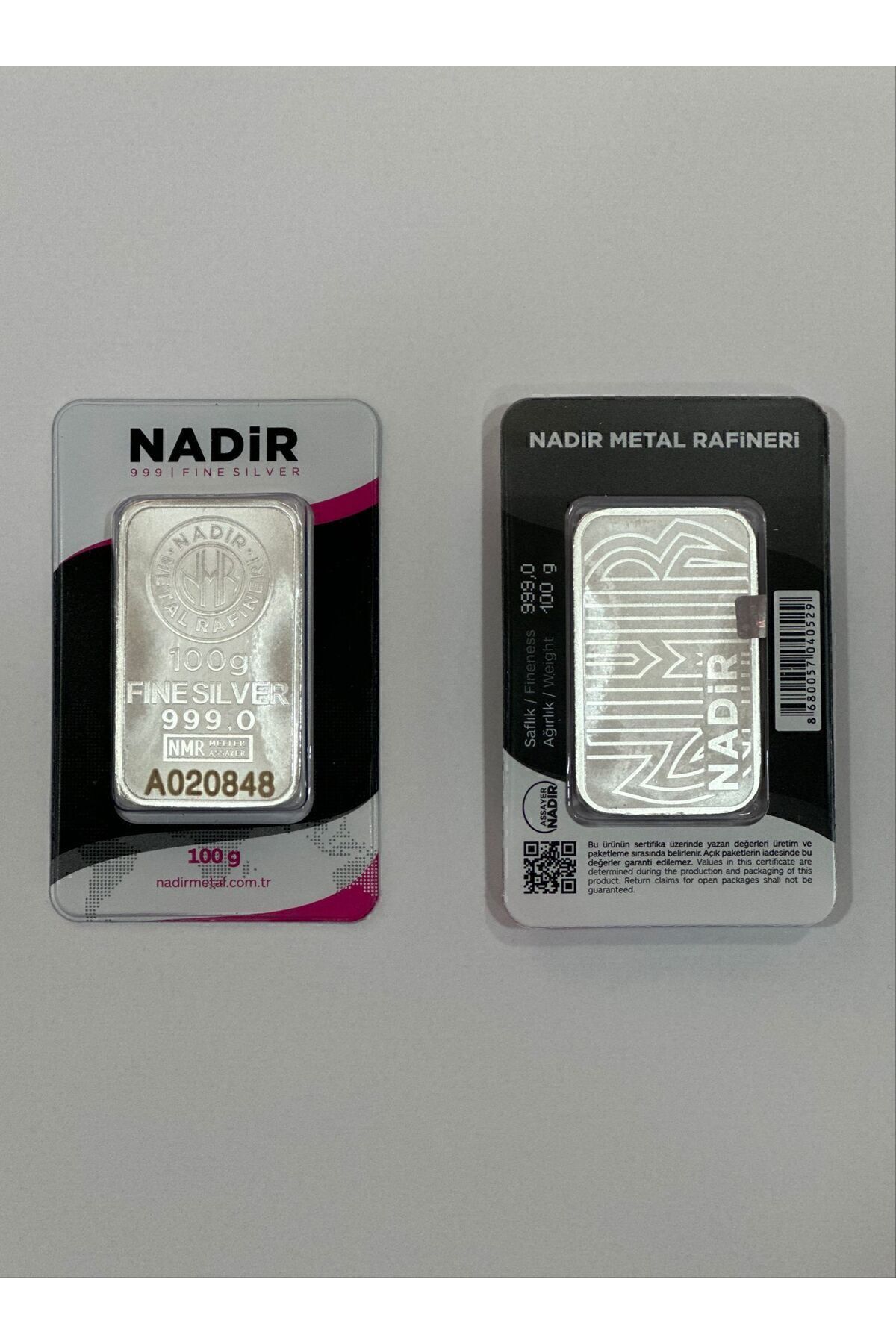 Nadir Metal Rafineri 100 Gr. Gümüş Külçe