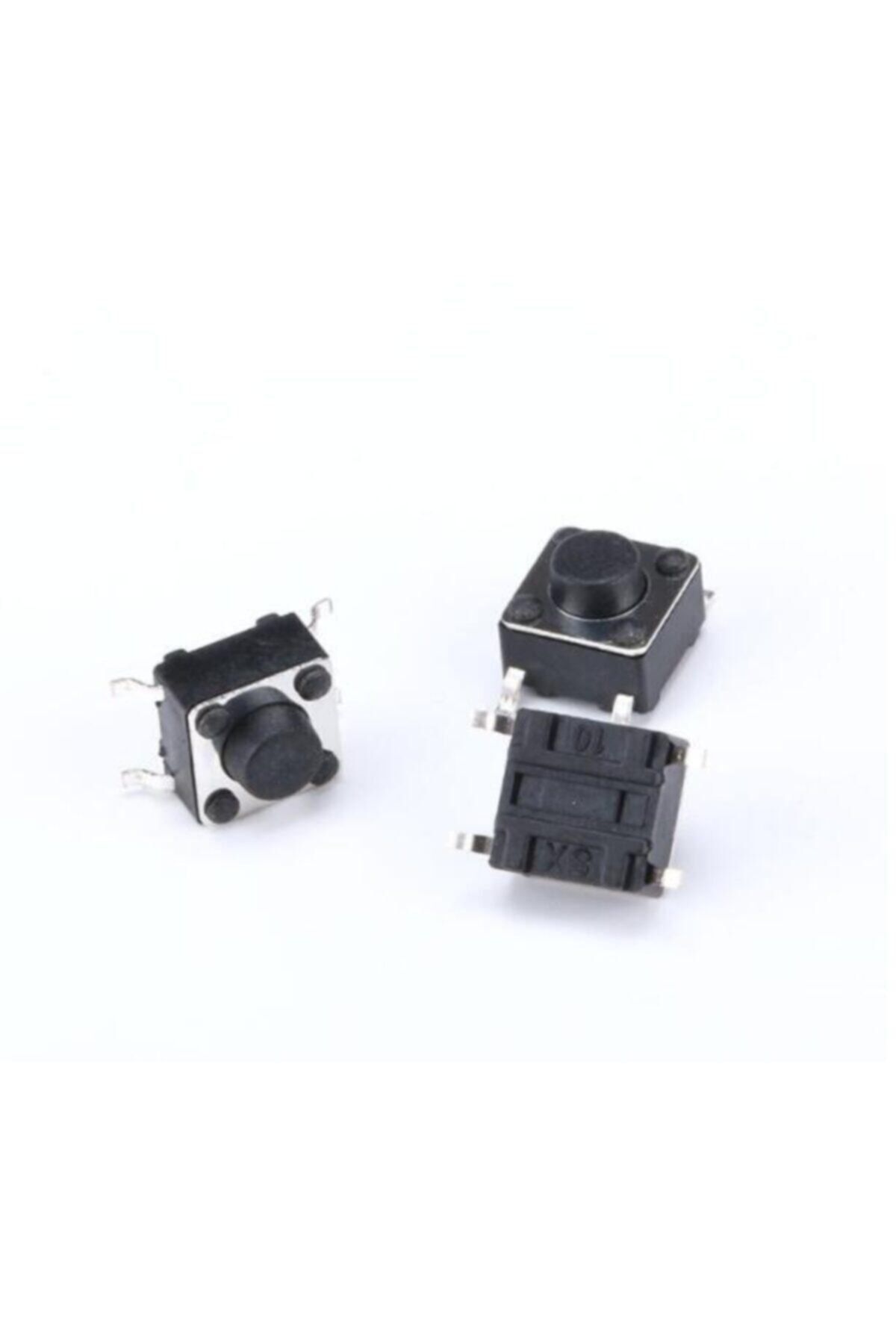 Arduino 10 Adet 4 Pinli Push Buton - Siyah (6x6x5 Mm) Smd Push Buton - Tact Switch