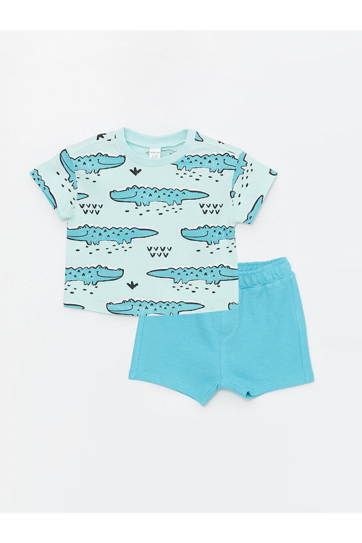 LC Waikiki LCW baby Bisiklet Yaka Erkek Bebek Tişört ve Şort 2'li