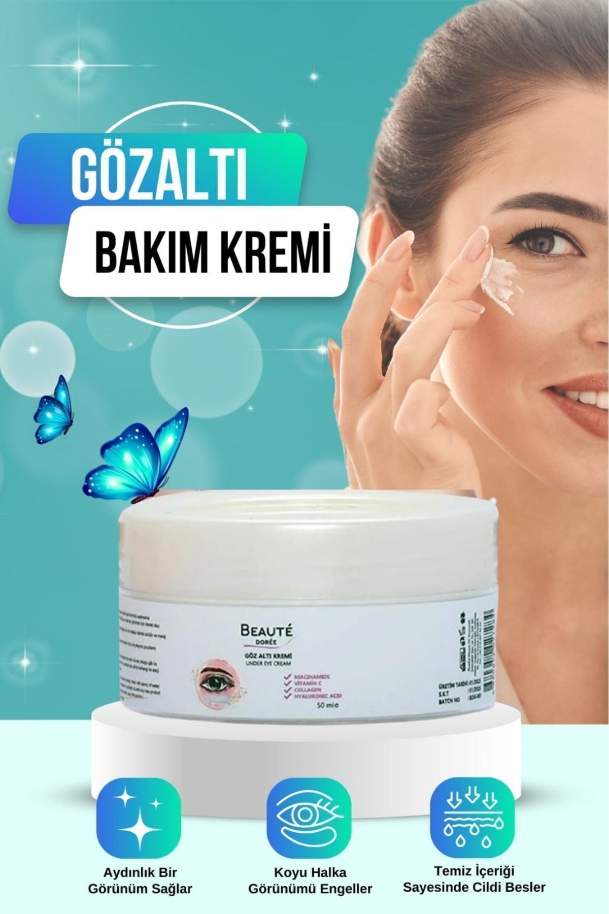 DOREE BEAUTE Göz Altı Torba Ve Morlukları & Koyu Halka Karşıtı Göz Aydınlatıcı Bakım Kremi 50 ml