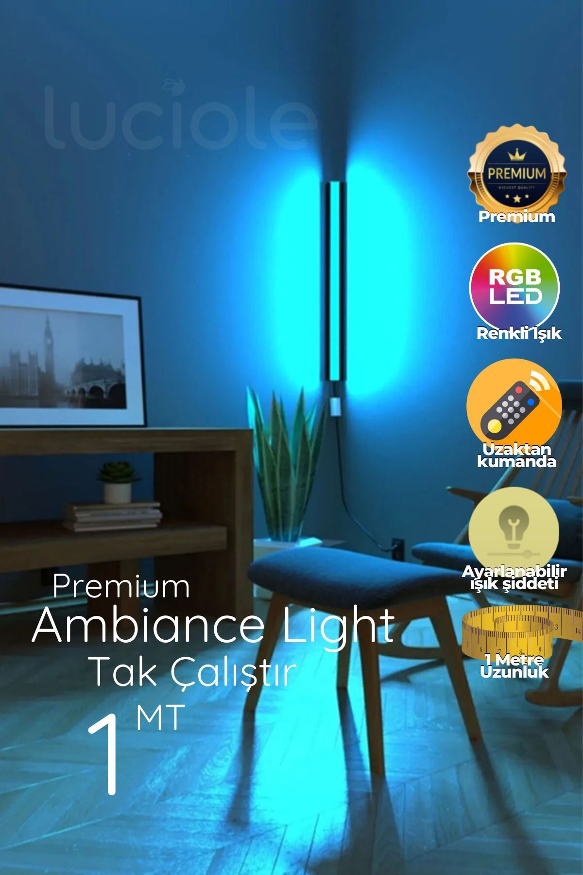 Genel Markalar 0-100 Led Abajur Aplik Gece Lambası Rgb Lambader 16 Renkli Uzaktan Kumandalı Işık 4 Animasyonlu Luc