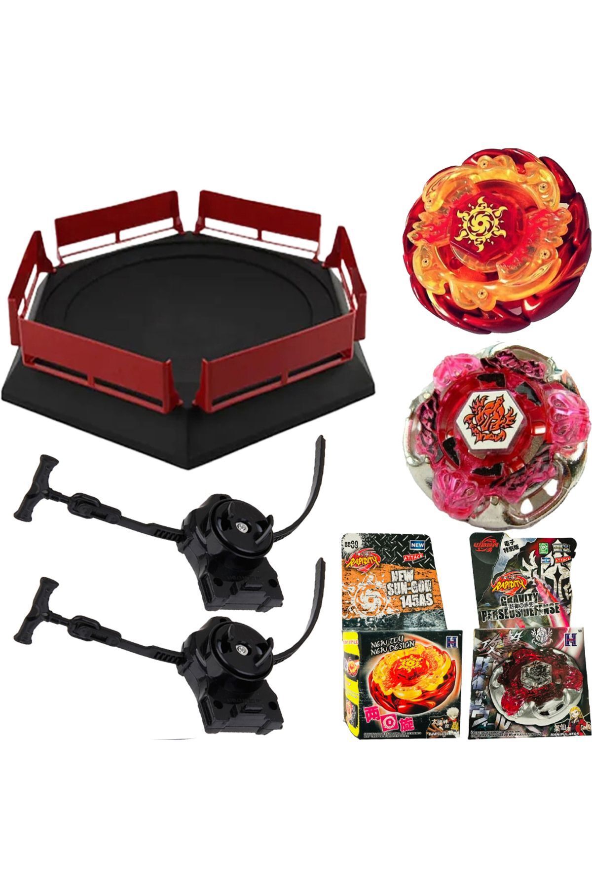 Beyblade Metal Fusion Sol Blaze (BB-89) & Gravity Destroy (BB-80WBBA) Fırlatıcılı Arenalı Set (ETCI221)