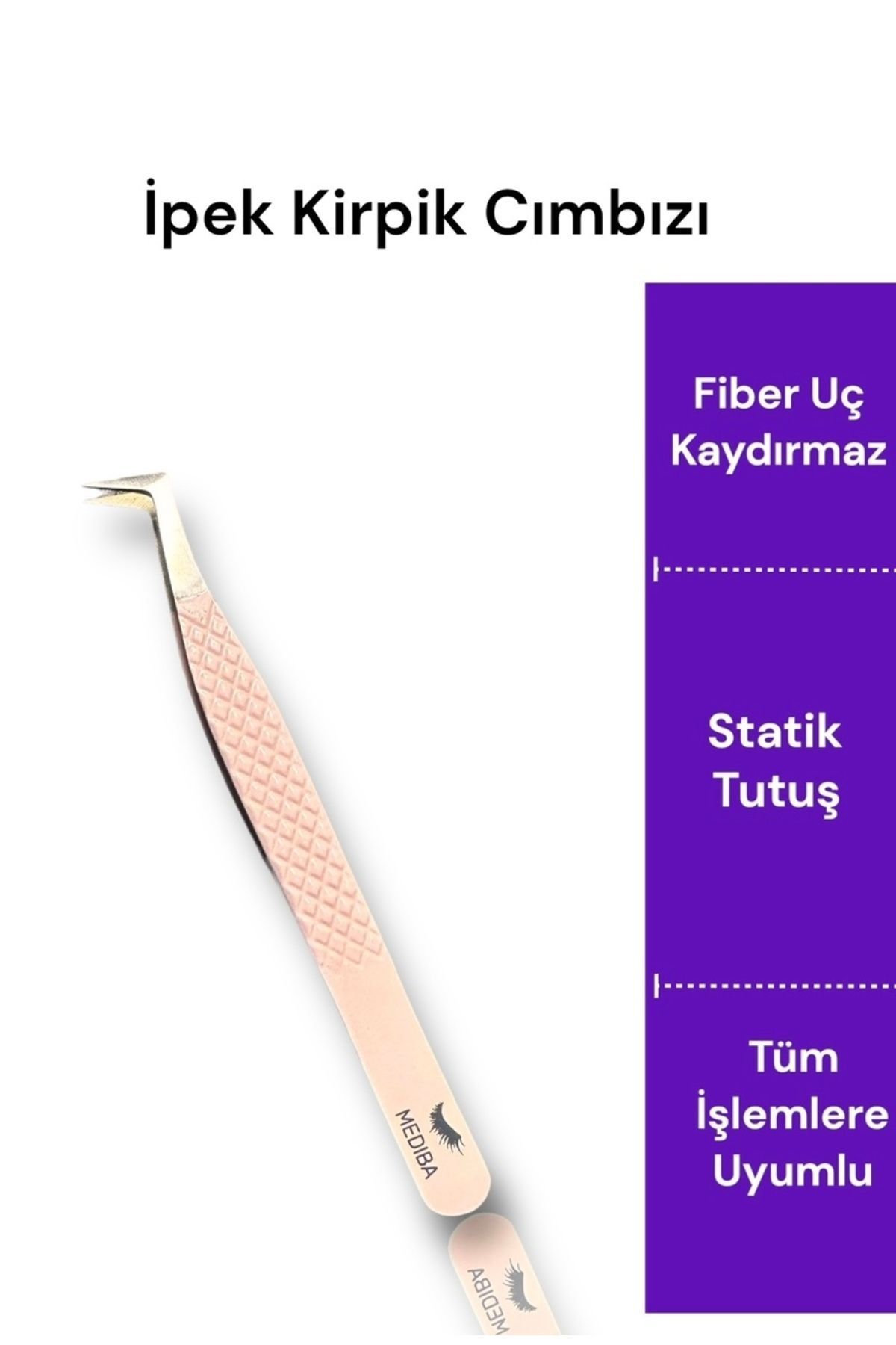 Lush Studio Ipek Kirpik Volüm Cımbızı Kirpik Cımbızı Elmas Uç Pudrapembeayırmacımbızıkargaburun