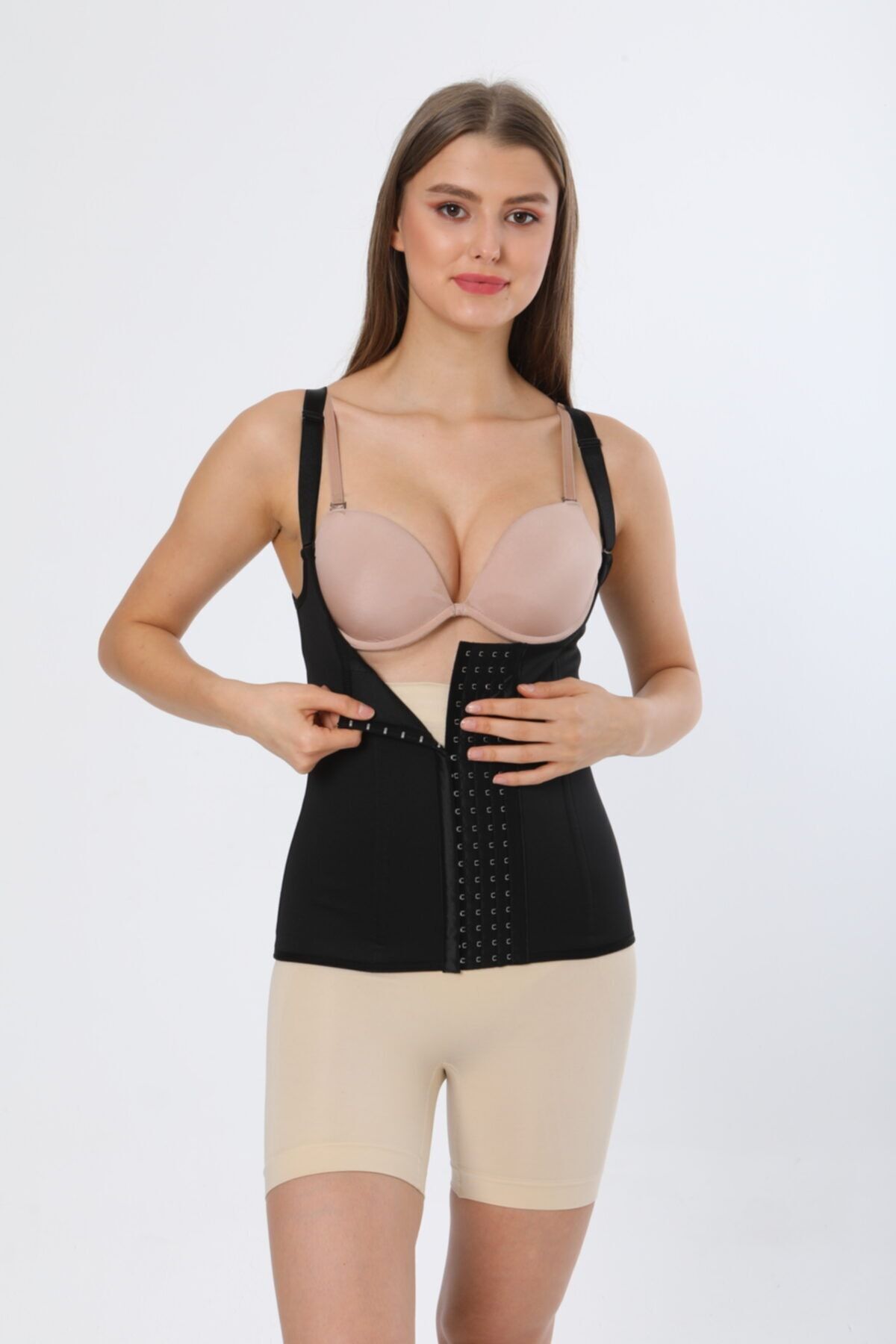 Korse City Kadın Siyah Waist Training Latex Korse