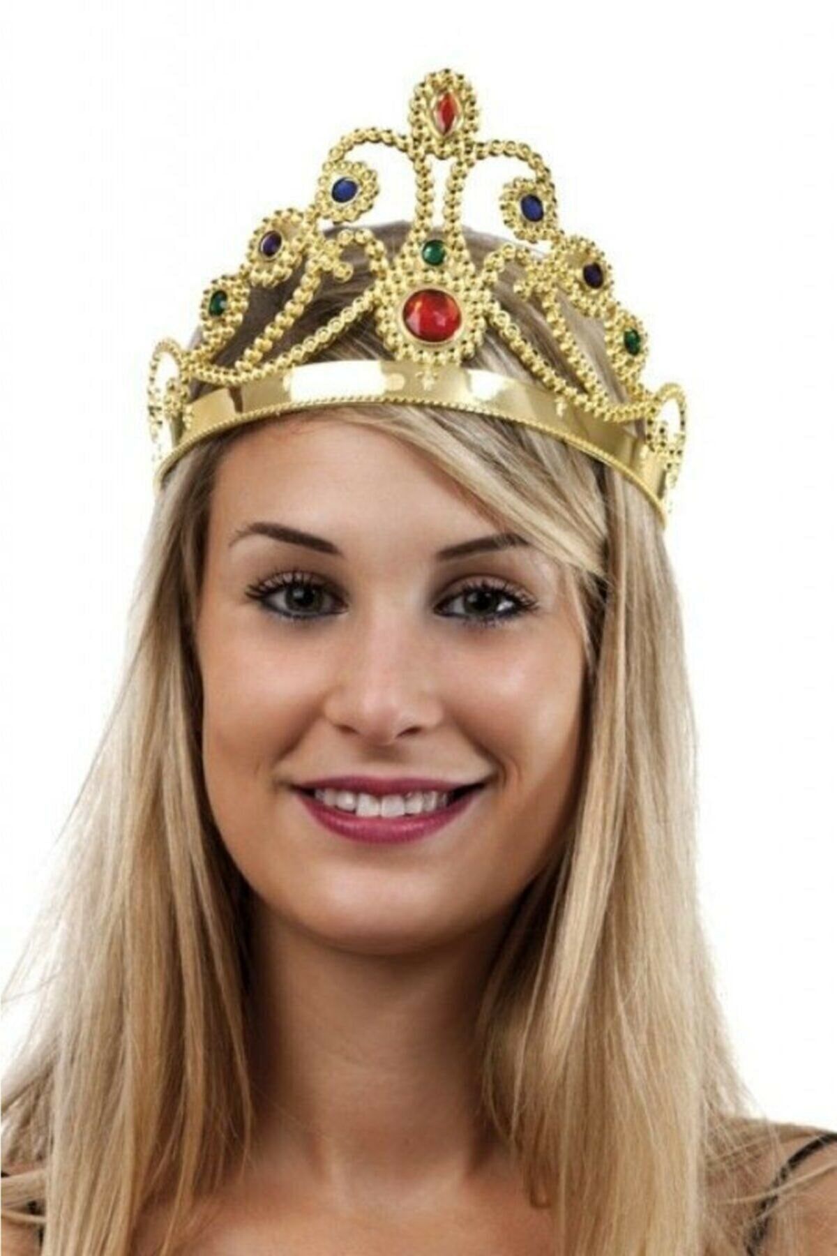 Parti Dolabı Gold Kraliçe Tacı Altın Renk Plastik Prenses Tacı Ayarlanabilir