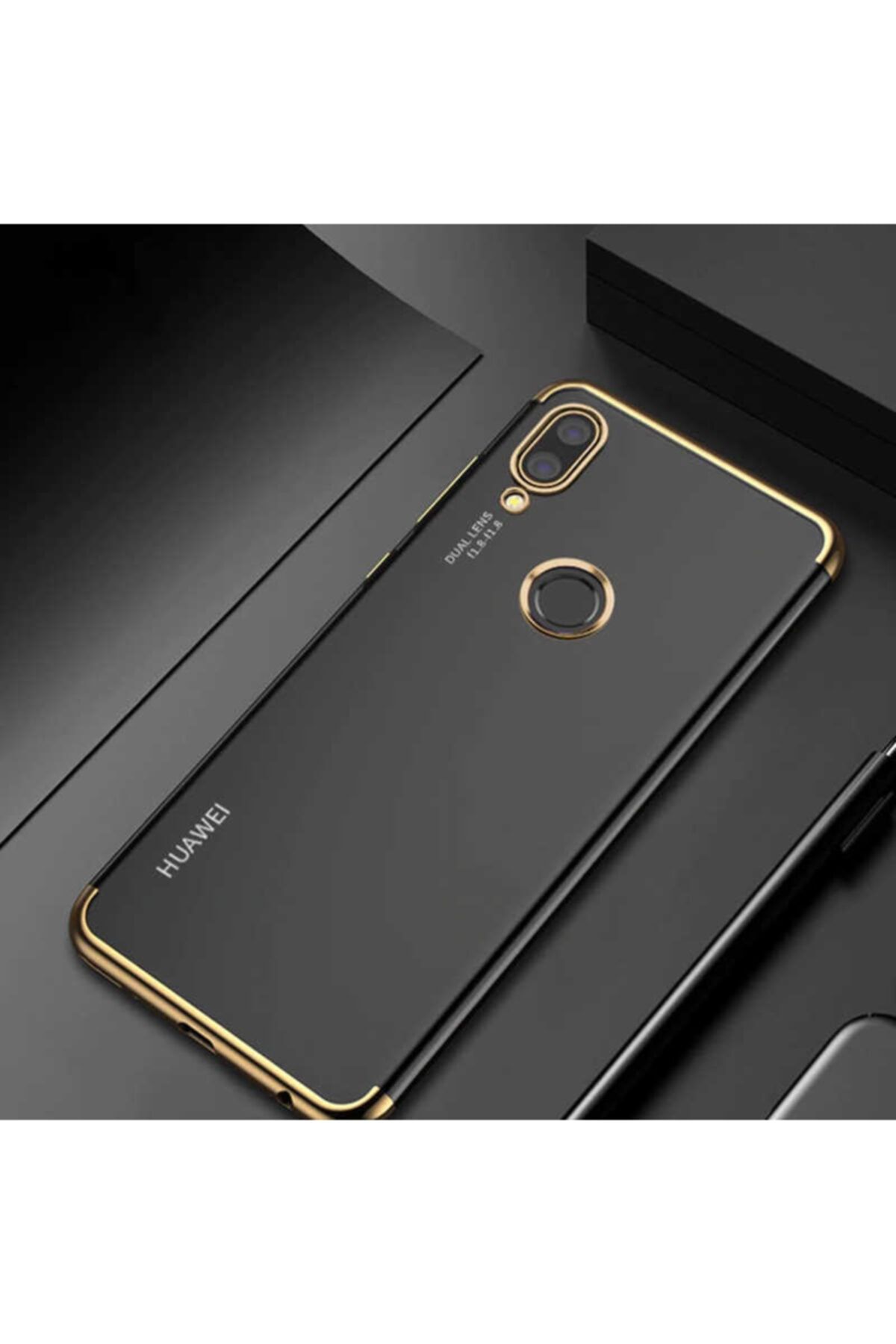 Zore Huawei Y7 Prime 2019 Uyumlu Köşeleri Renkli Şeffaf Kamera Korumalı Kılıf