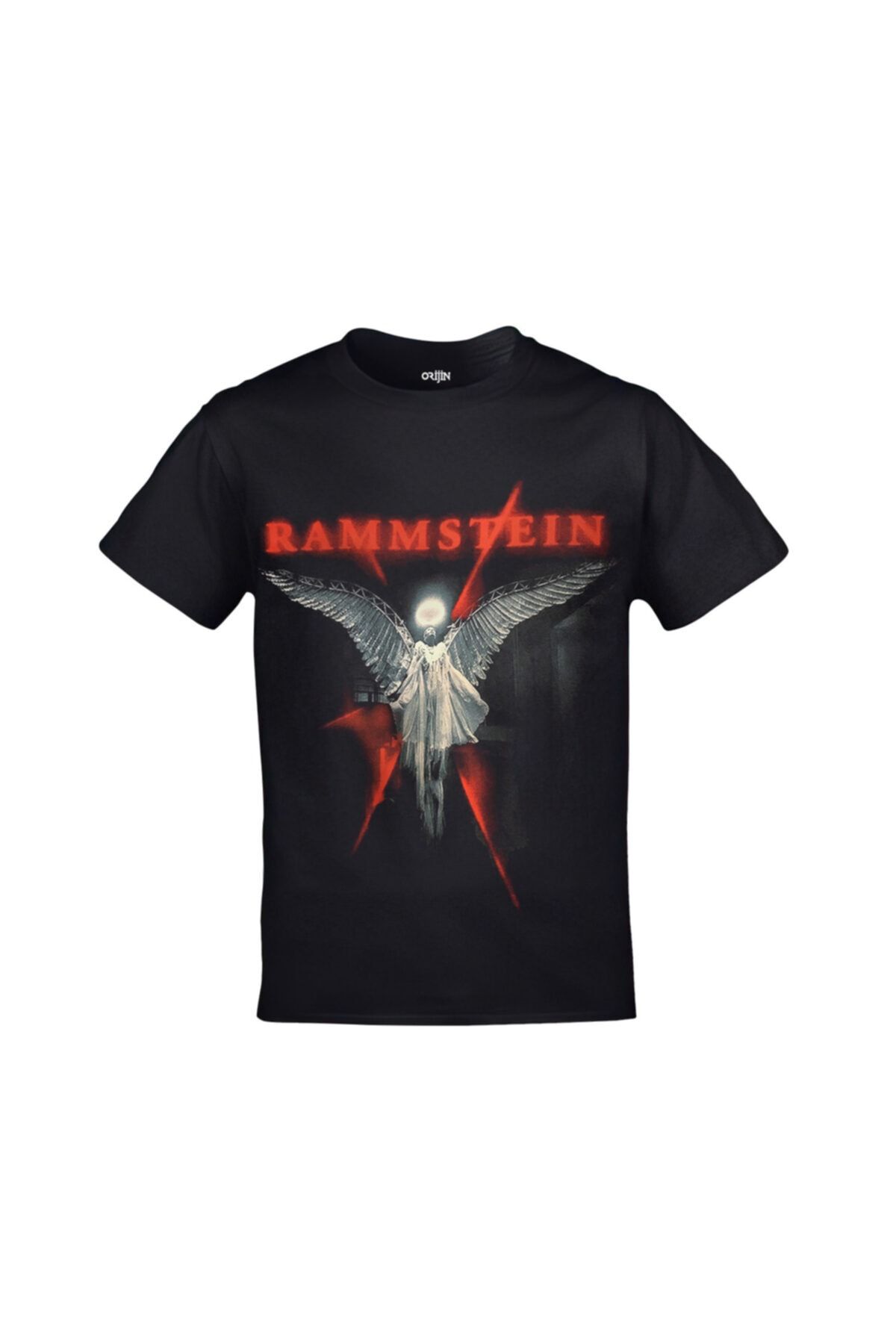 Orijin Tekstil Rammstein Angel Ön Arka Baskılı Unisex Siyah Tshirt