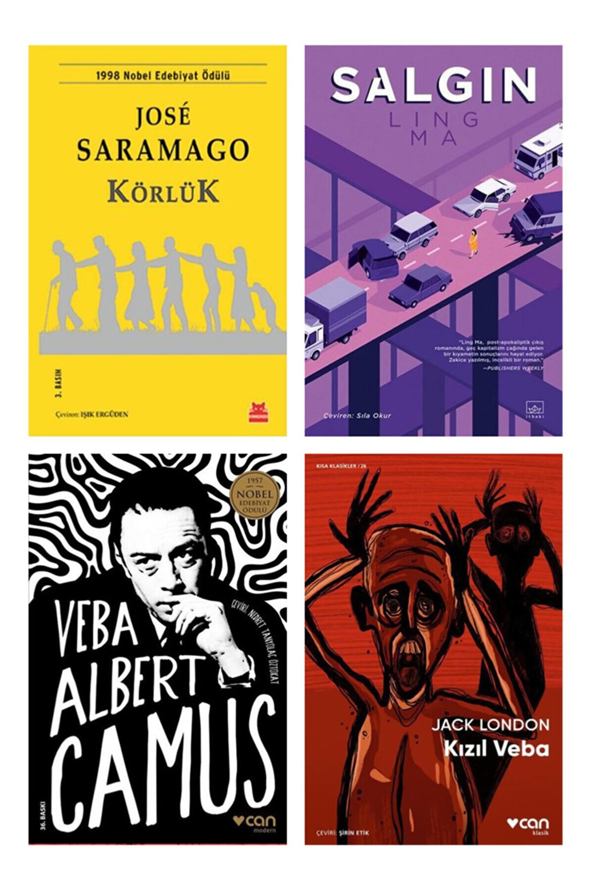 Betonsu Tasarım Körlük Jose Saramago + Salgın Ling Ma + Veba Albert Camus + Kızıl Veba Jack London / 4 Kitap Set