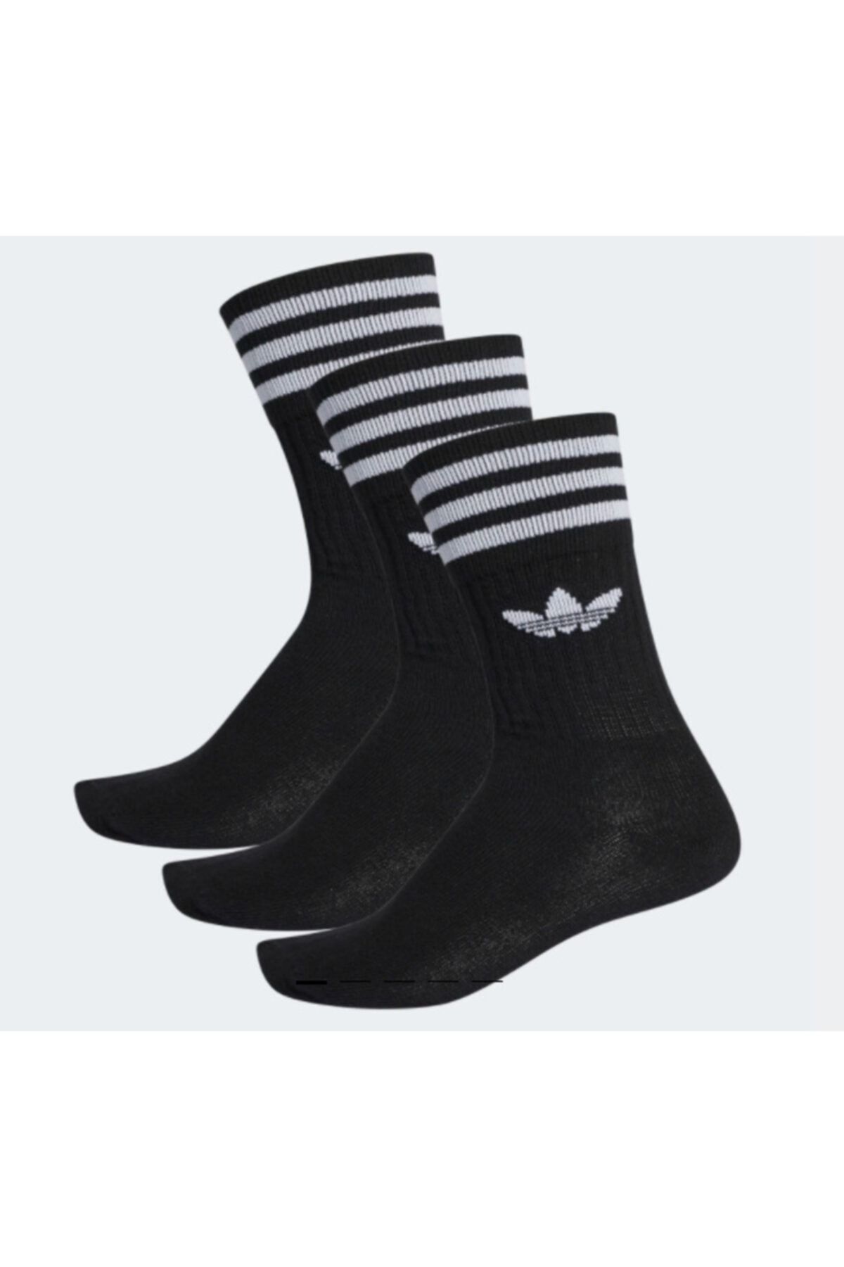 adidas Unisex Original Solid Crew Socks (spor Çorap Siyah 3 Çift)