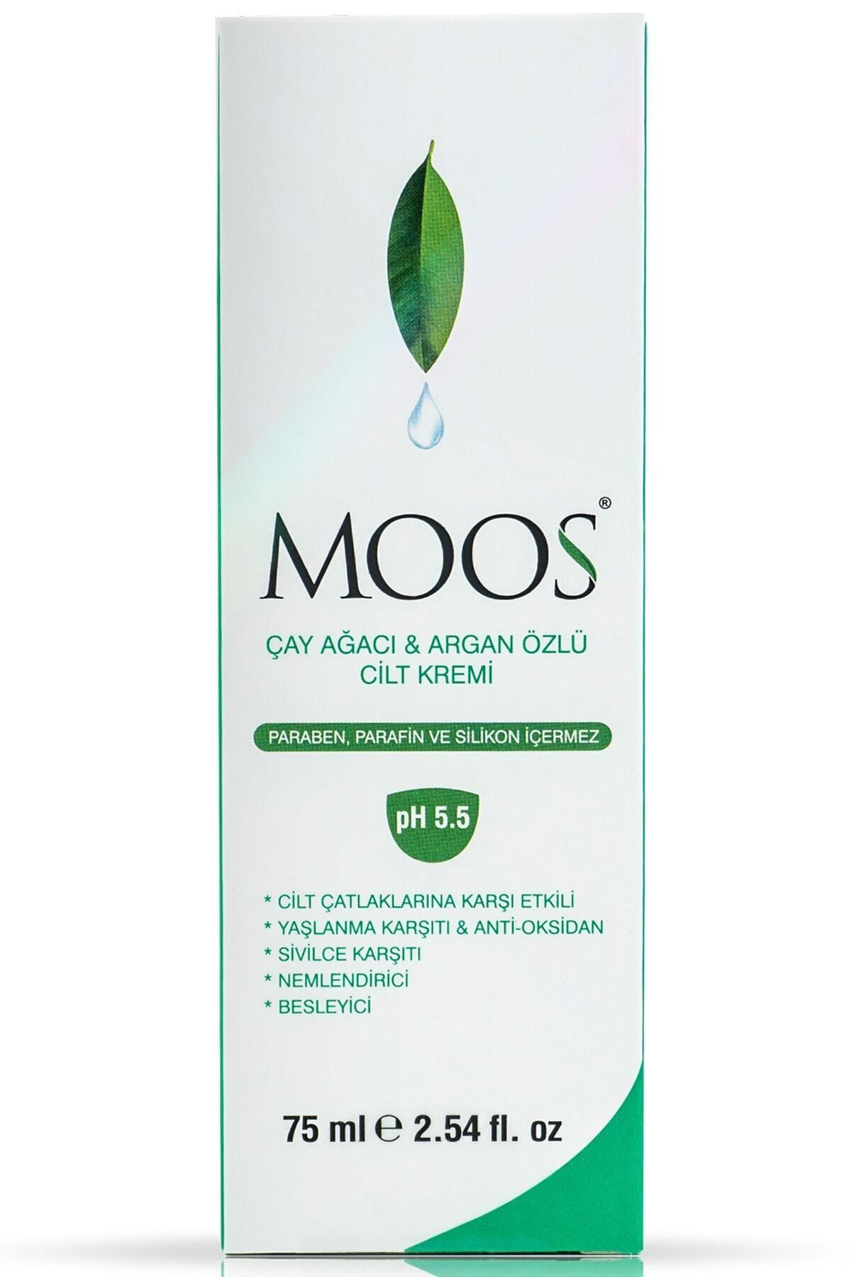 Moos Çay Ağacı & Argan Özlü Parabensiz Silikon Içermeyen Cilt Kremi 75 Ml.