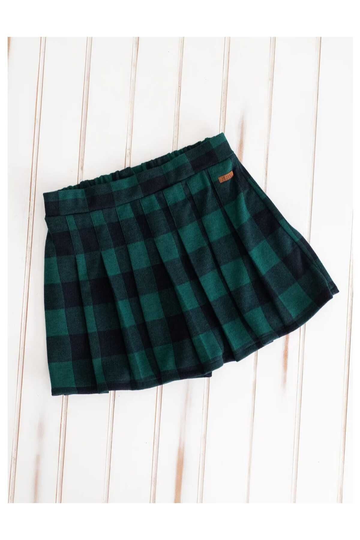joakstore Yeşil Ekoseli Pileli Şort Etek