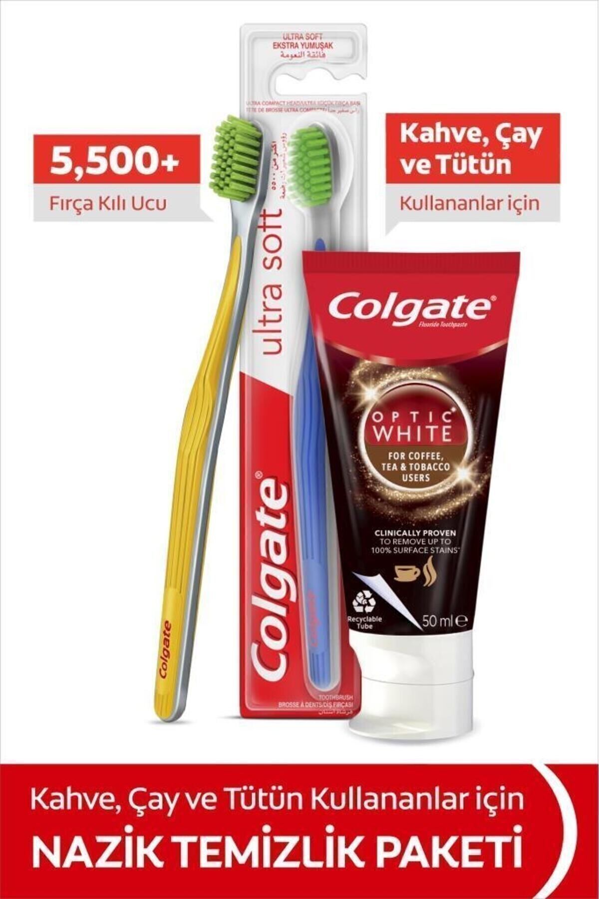 Colgate Optic White Kahve,Çay 50ml Diş Macunu + Ultra Soft Yumuşak Diş Fırçası