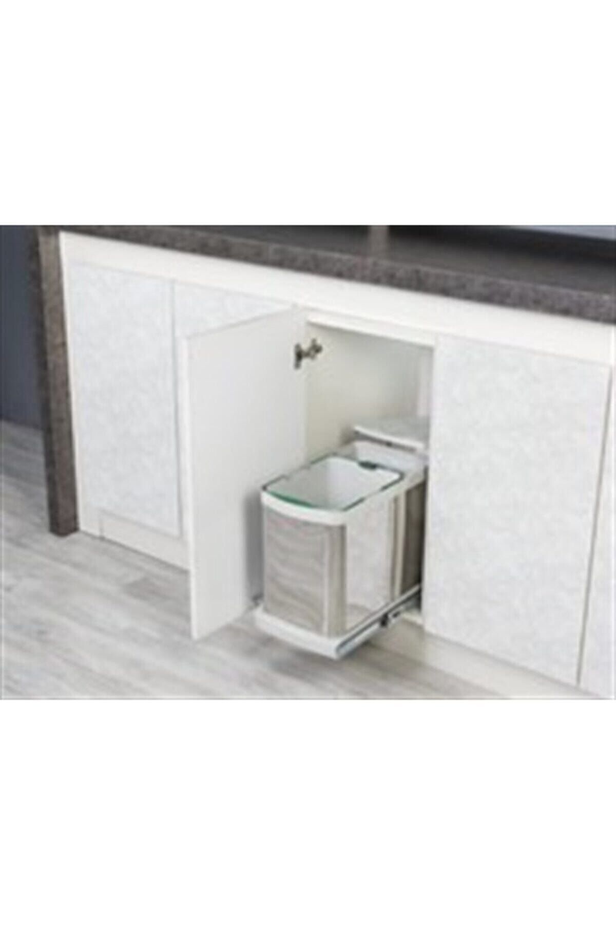 Starax Gri 26x44x40x40-35 Cm Teleskopik Raylı Paslanmaz Gövde 16+1 Litre Çöp Kovası (s-2395-g)