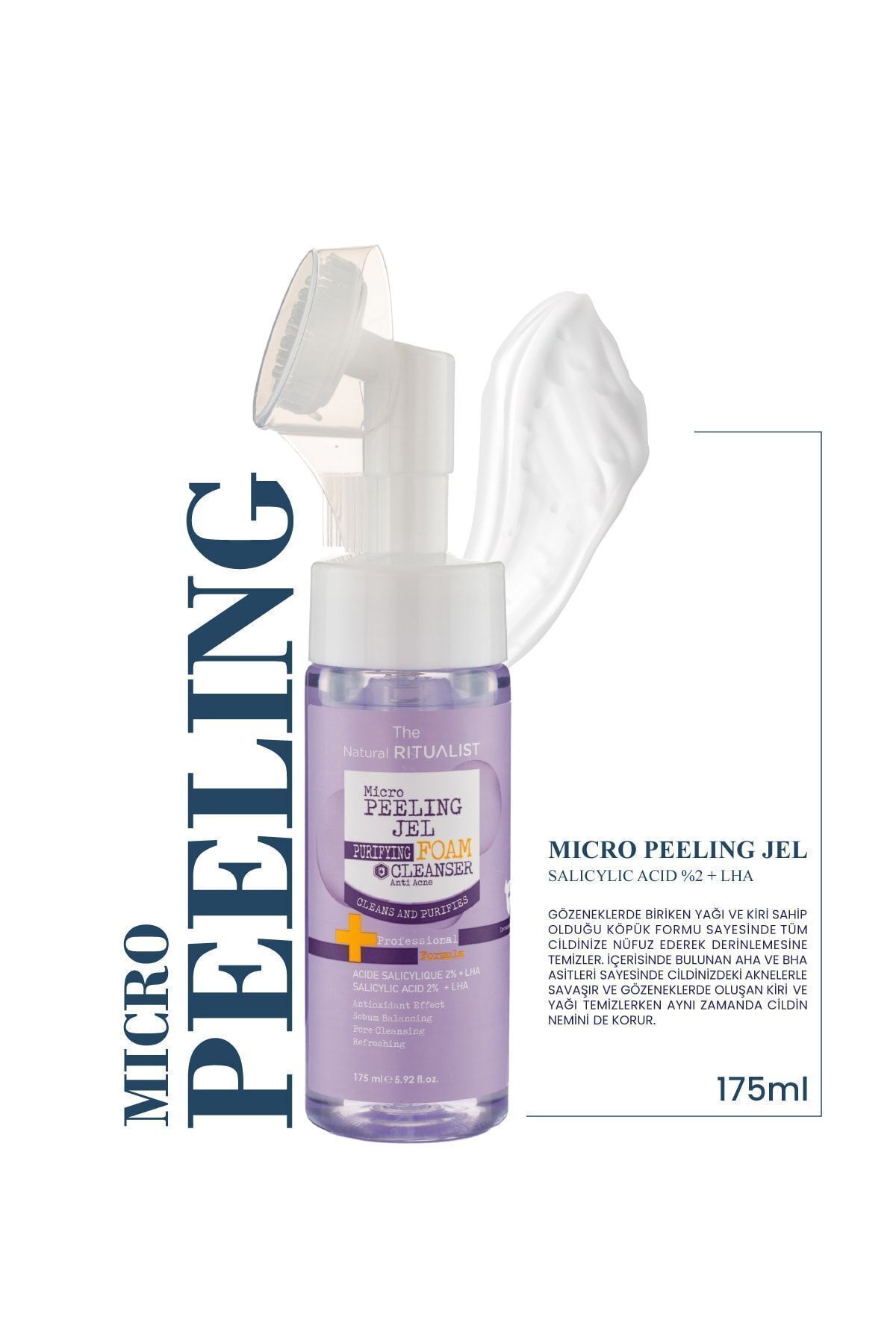 The Natural Ritualist Arındırıcı Ve Aydınlatıcı Özel Micro Peeling Köpük Jel 175 ml (SALİCYLİC ASİT %2 LHA)