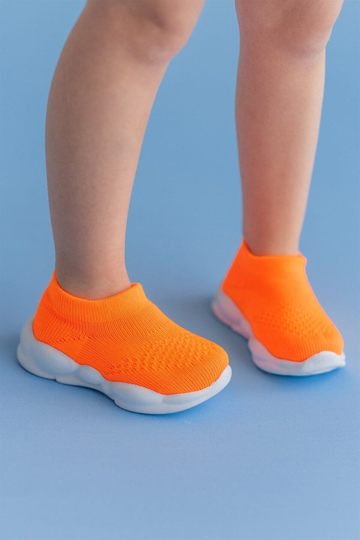 First Step Ultra Hafif Memory Foam Iç Taban Çocuk Triko Spor Ayakkabı Neon Turuncu-m-1002
